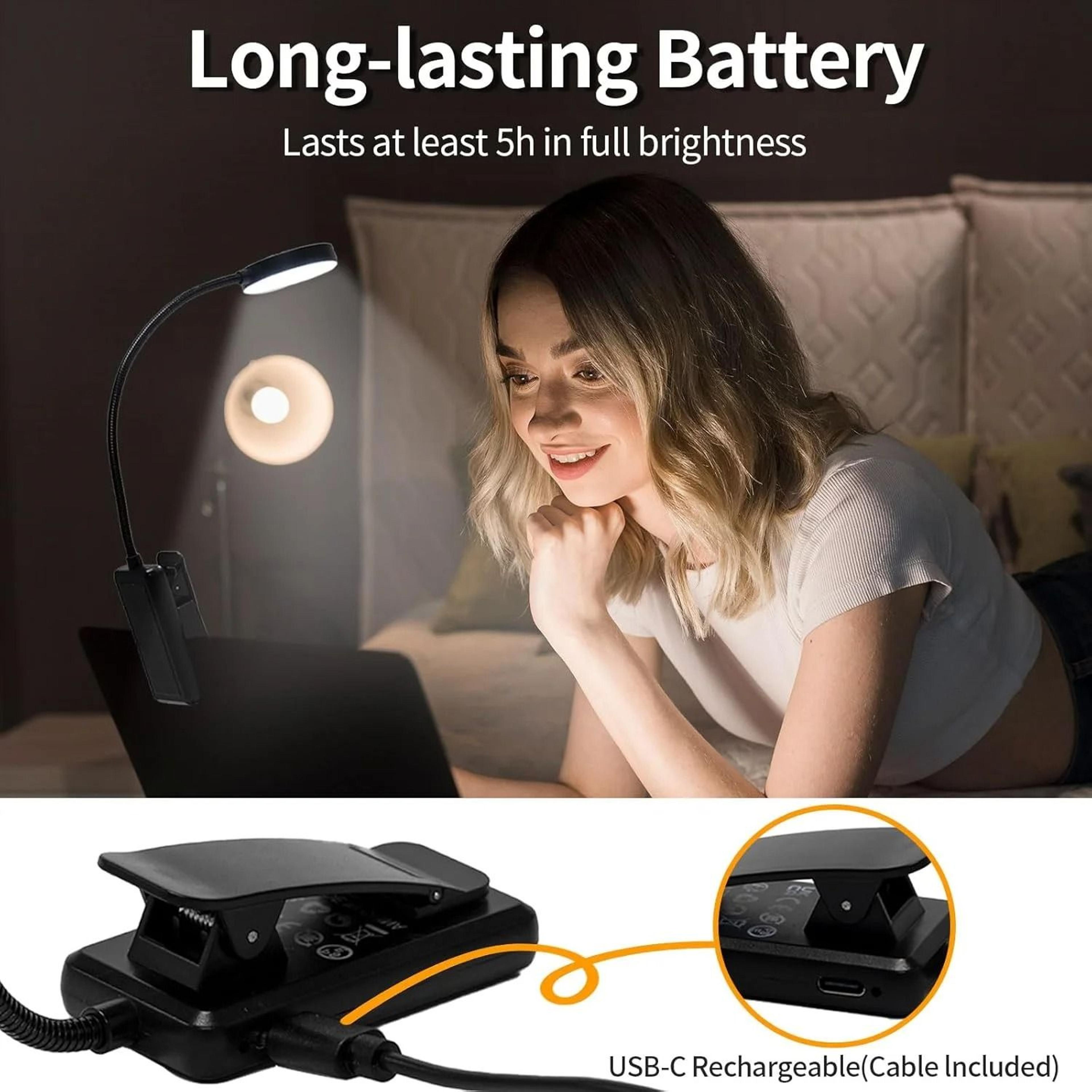 rechargeable clip on book light with three colors flexible reading comfort