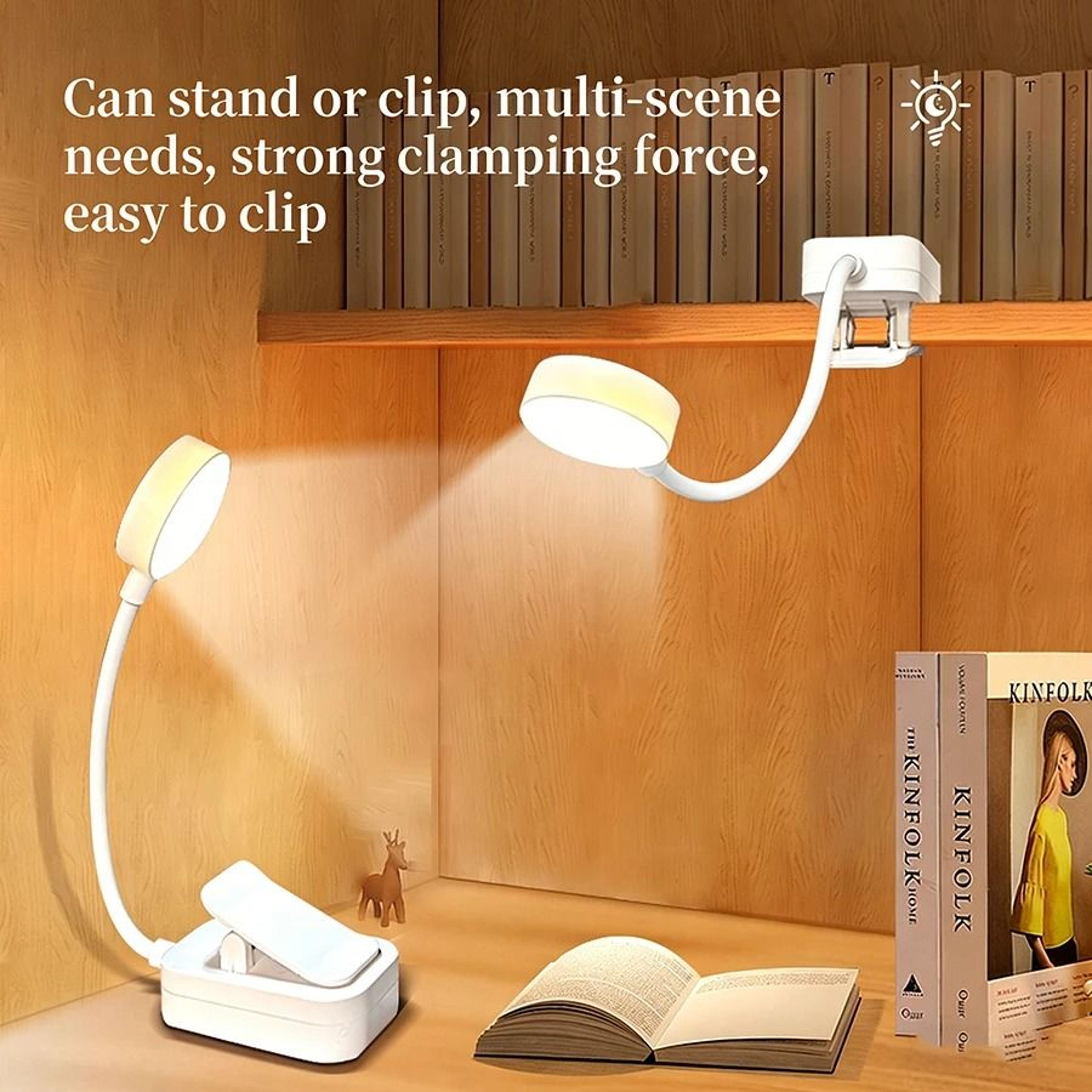mini rechargeable clip on book light with three reading modes anywhere