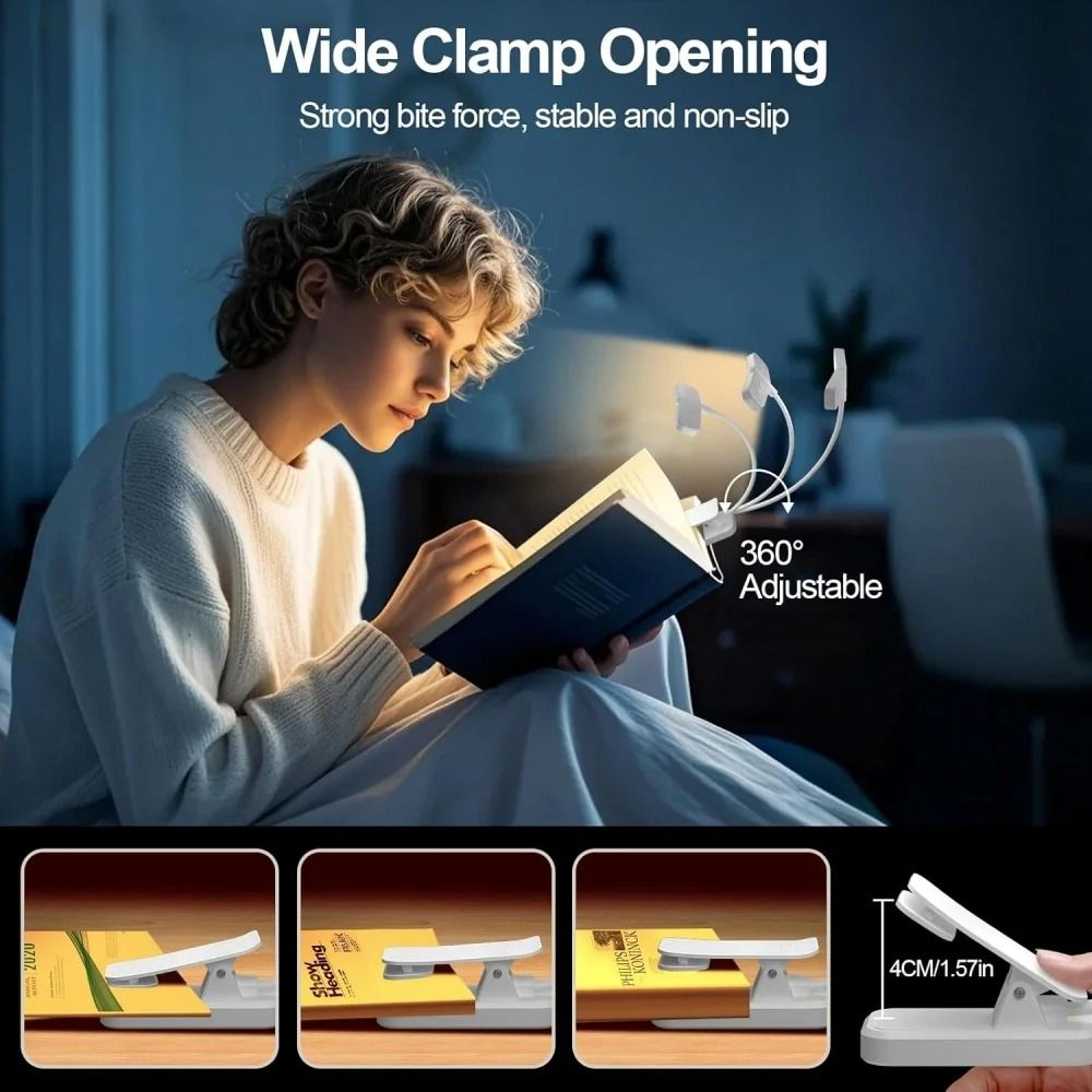 rechargeable wing shaped book light for comfortable bedtime reading every night