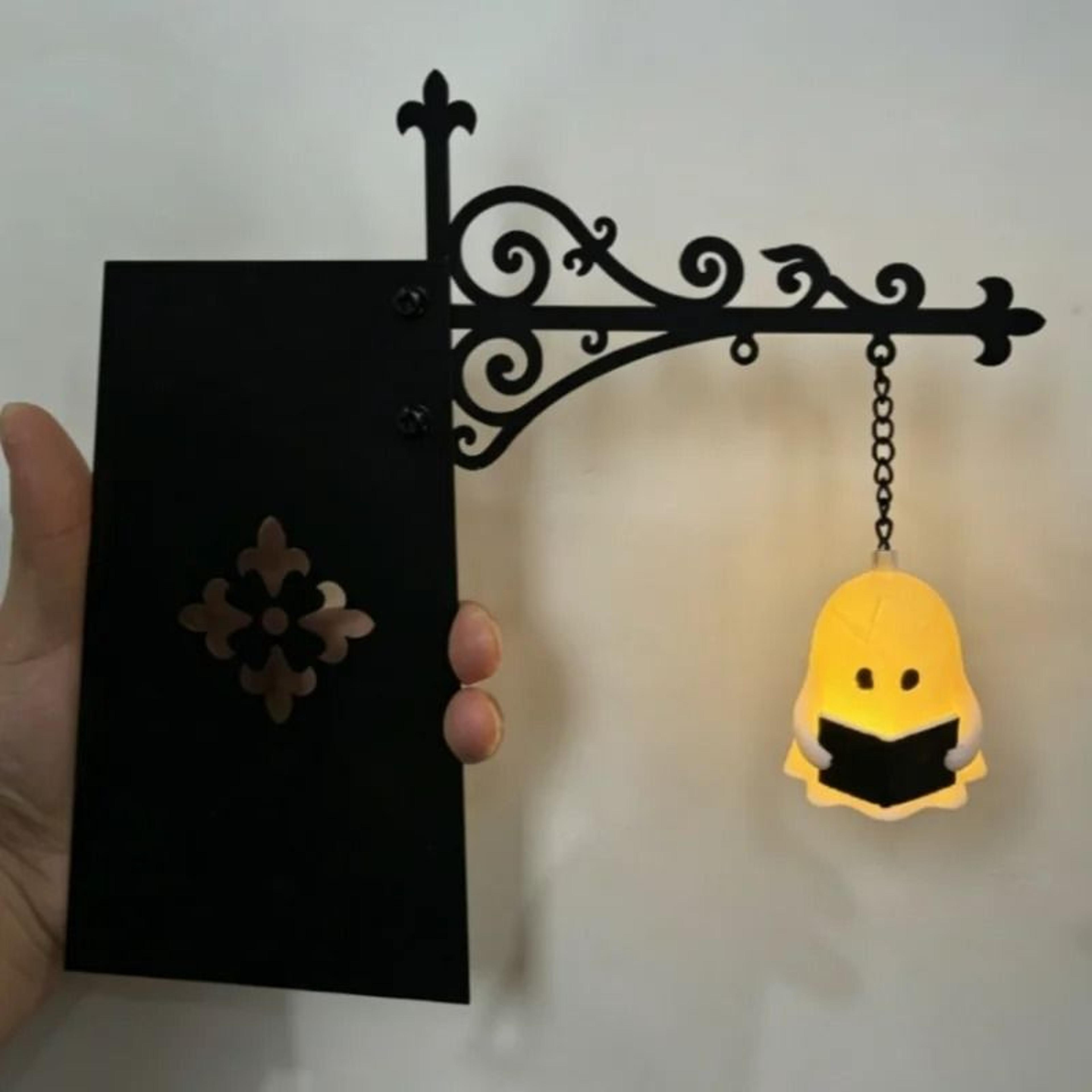 cute ghost reading lamp with warm glow wall mount book decor