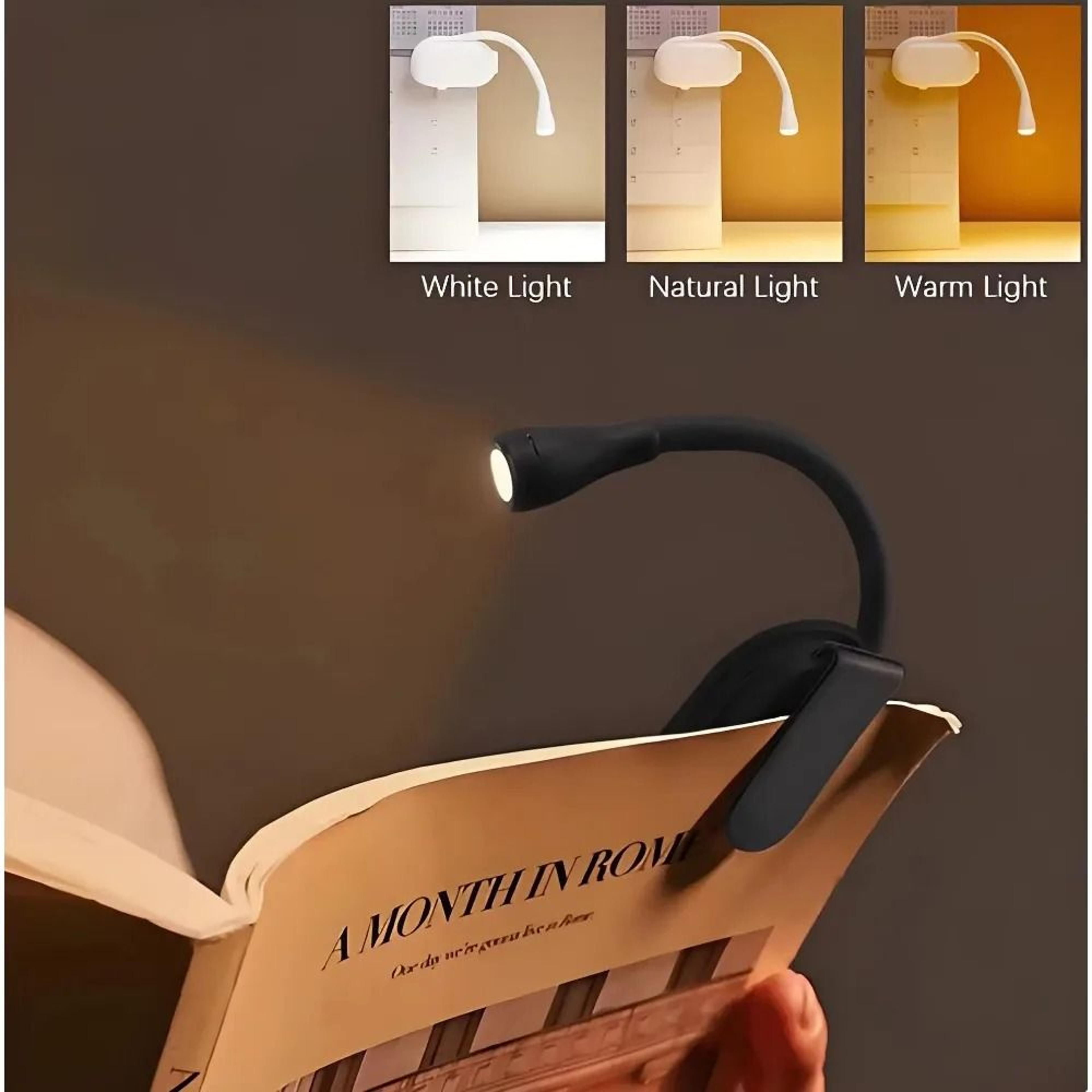 rechargeable mini clip book light with dimmable adjustable reading lamp