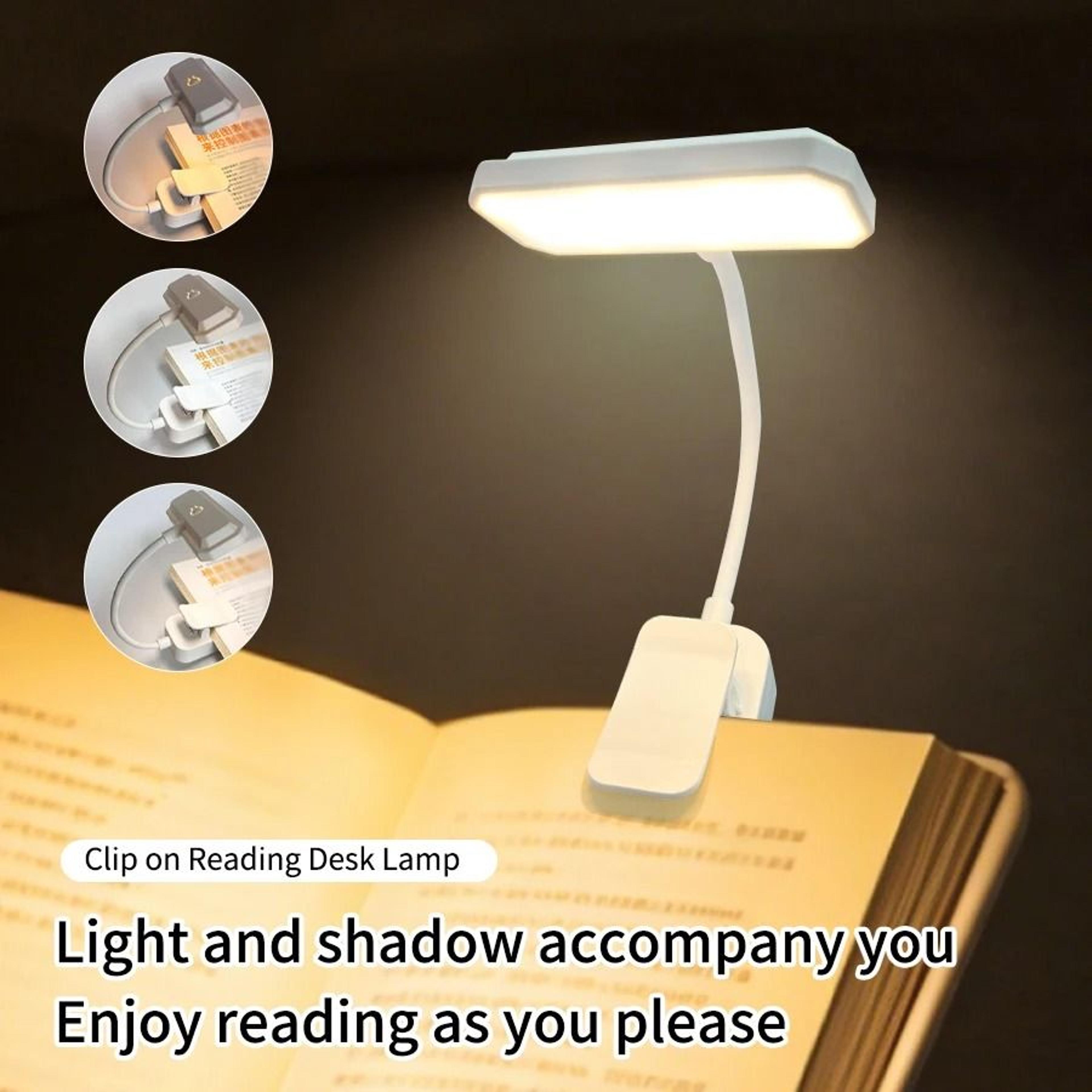 rechargeable clip on led desk lamp with flexible dimmable gooseneck light