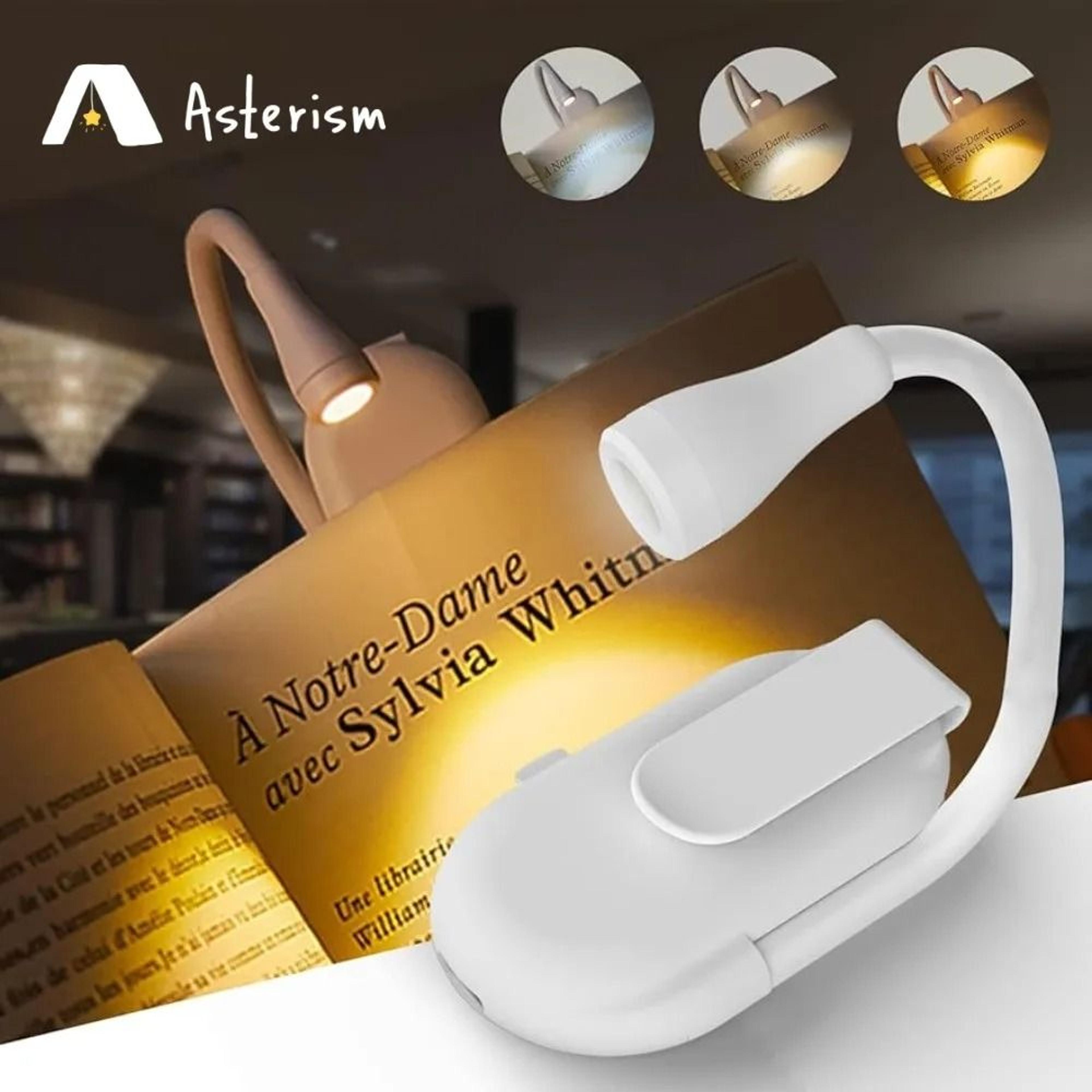 rechargeable clip on book light with three color stepless brightness control