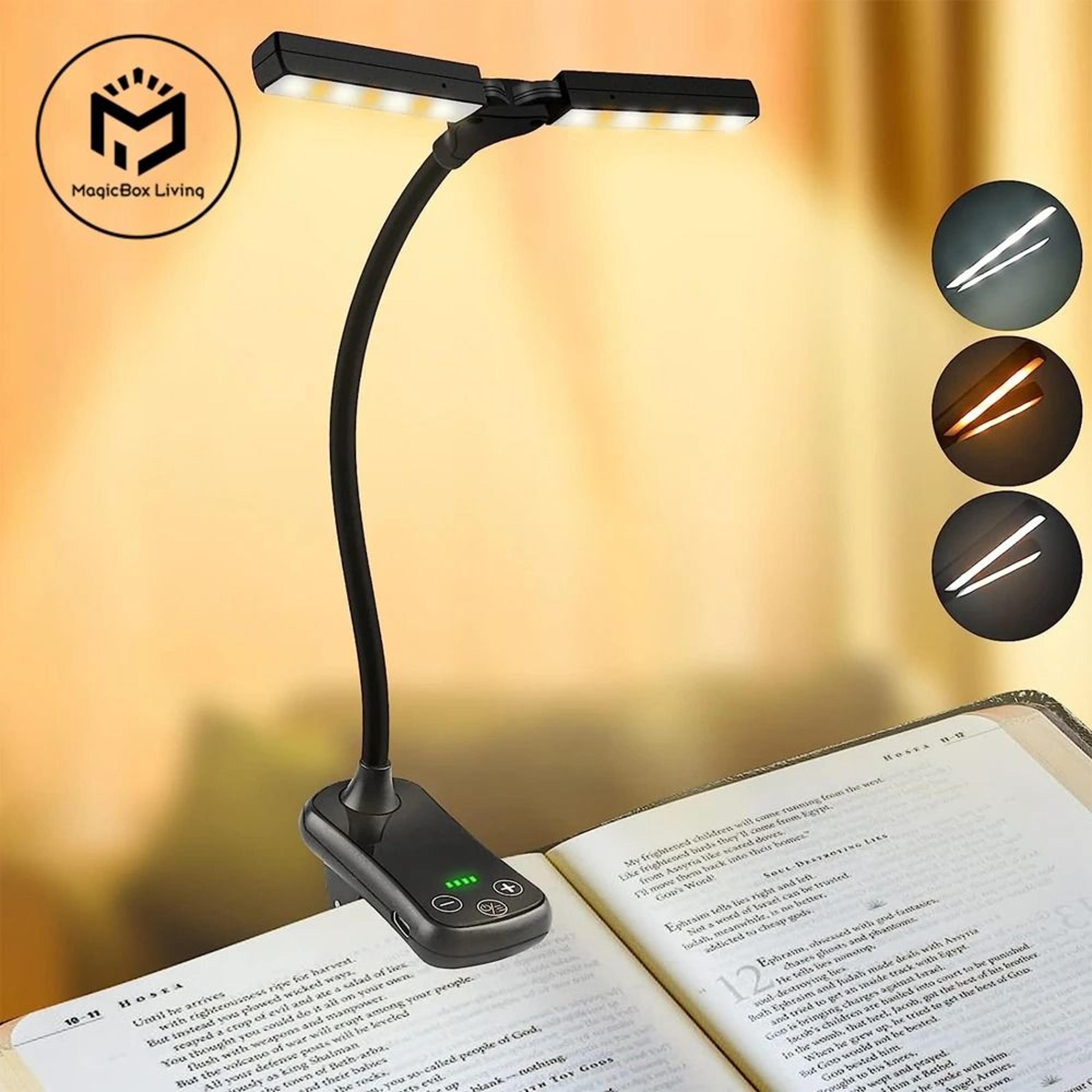 14 led rechargeable clip on book light for comfortable night reading