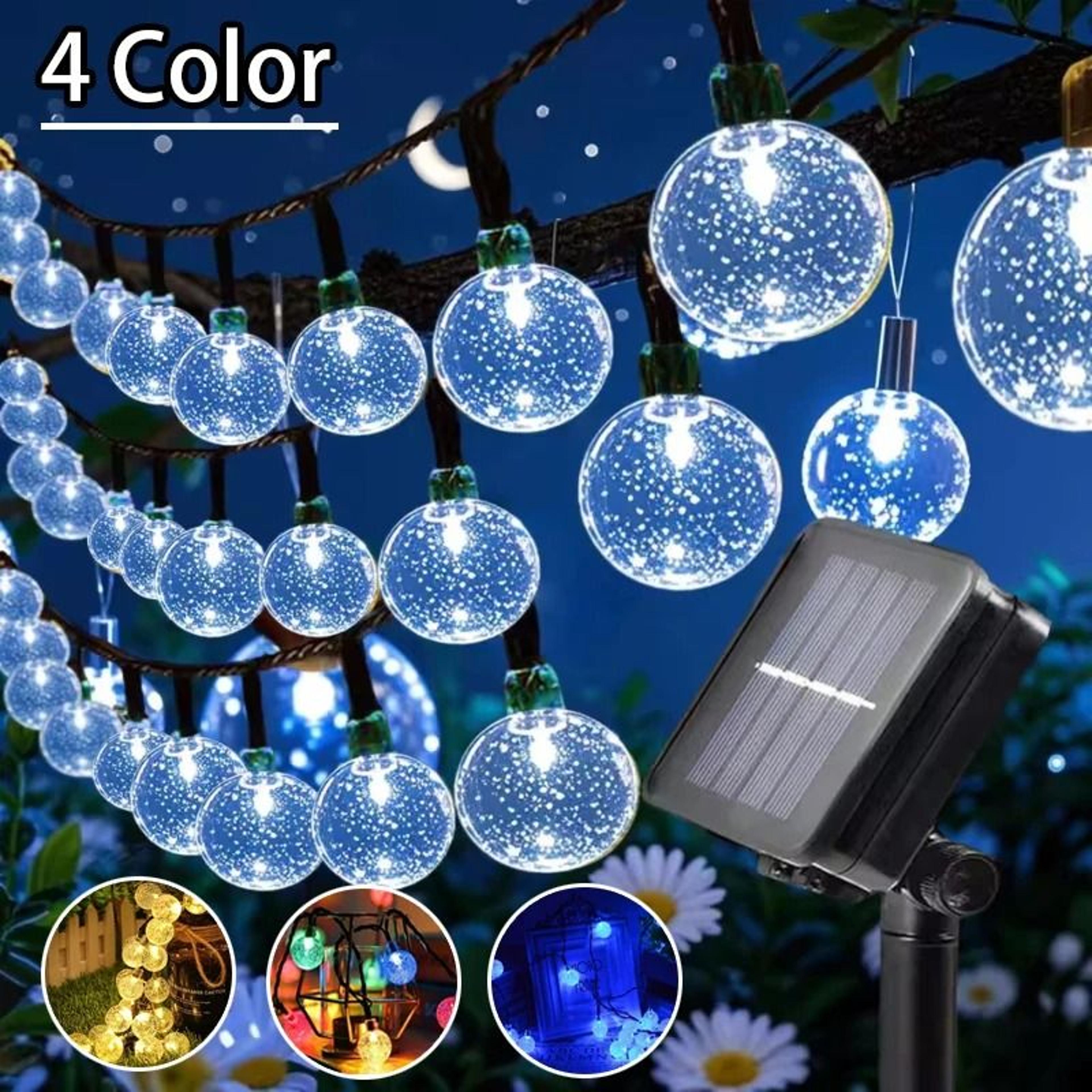 solar crystal globe string lights for charming outdoor garden ambiance