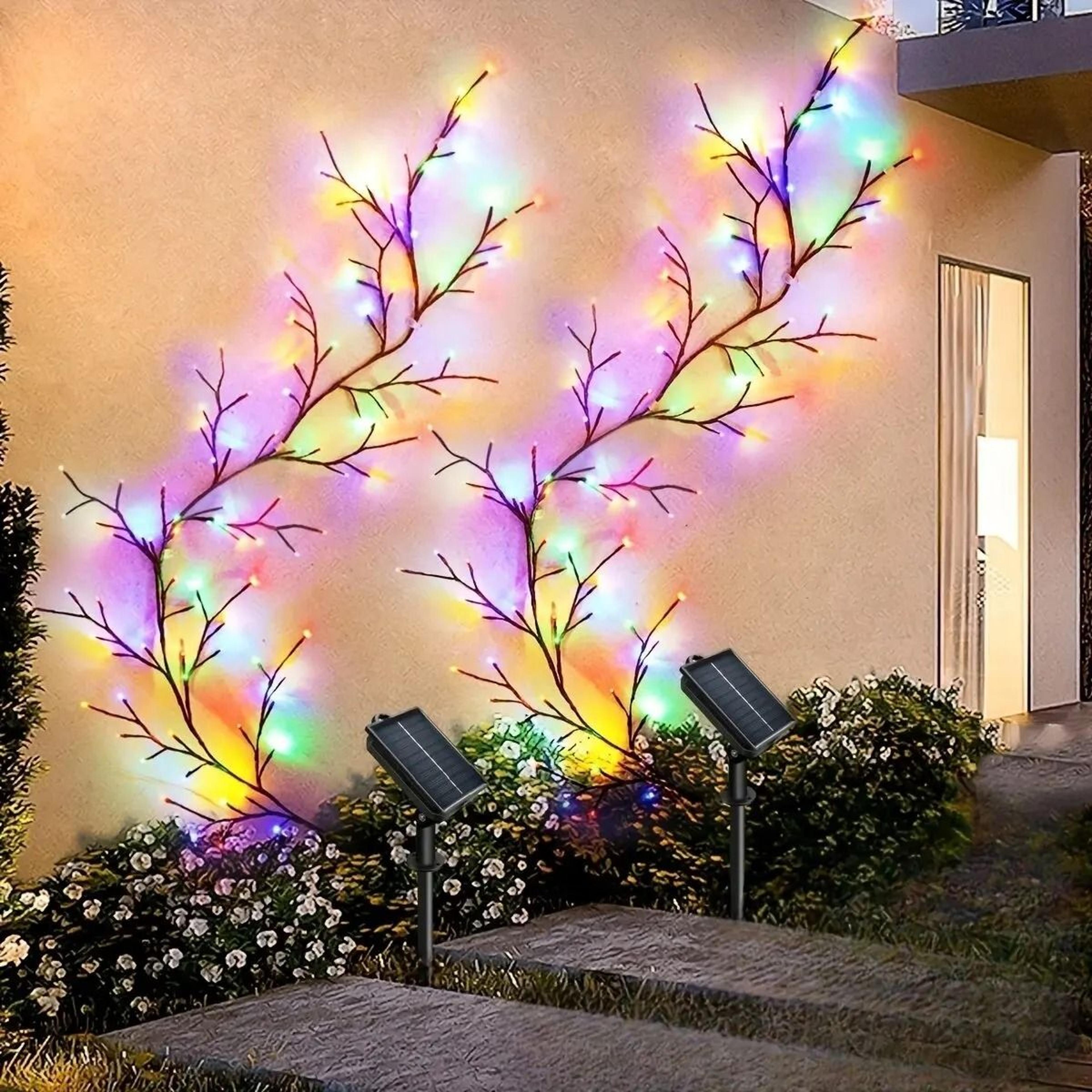 solar willow vine lights for charming outdoor garden wall decor ambiance