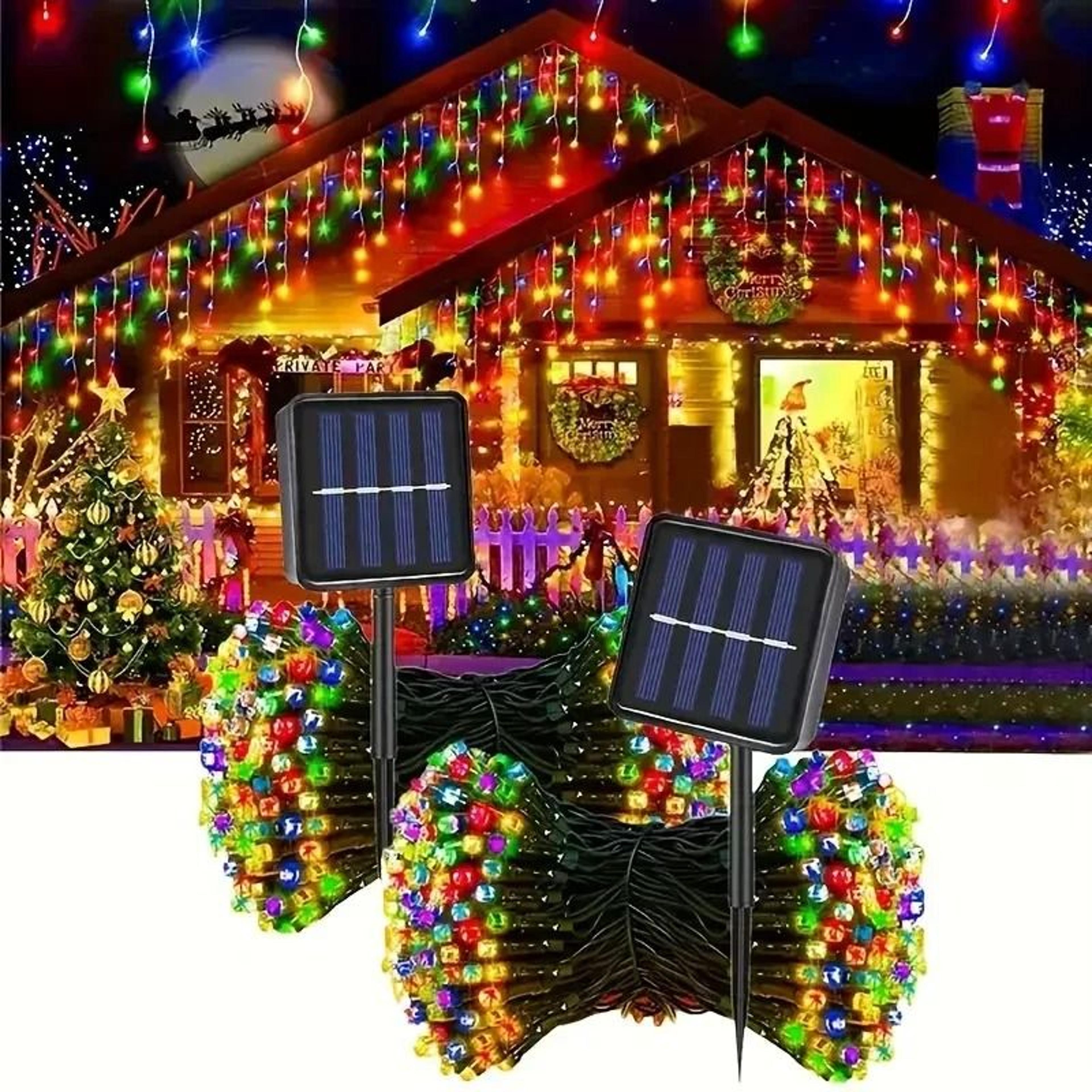 solar powered outdoor fairy string lights with eight modes garden decor