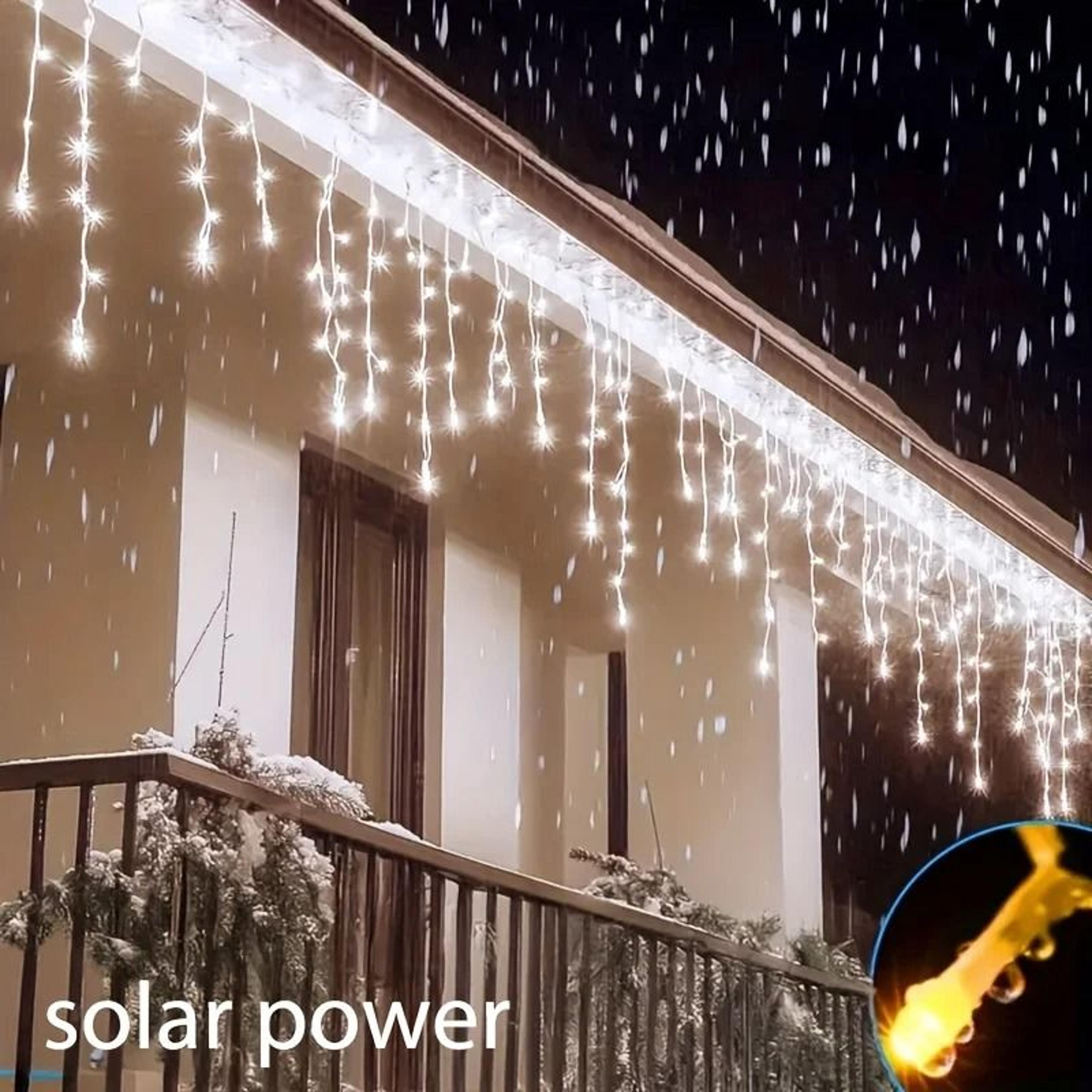 solar powered icicle string lights for outdoor eaves garden party decor