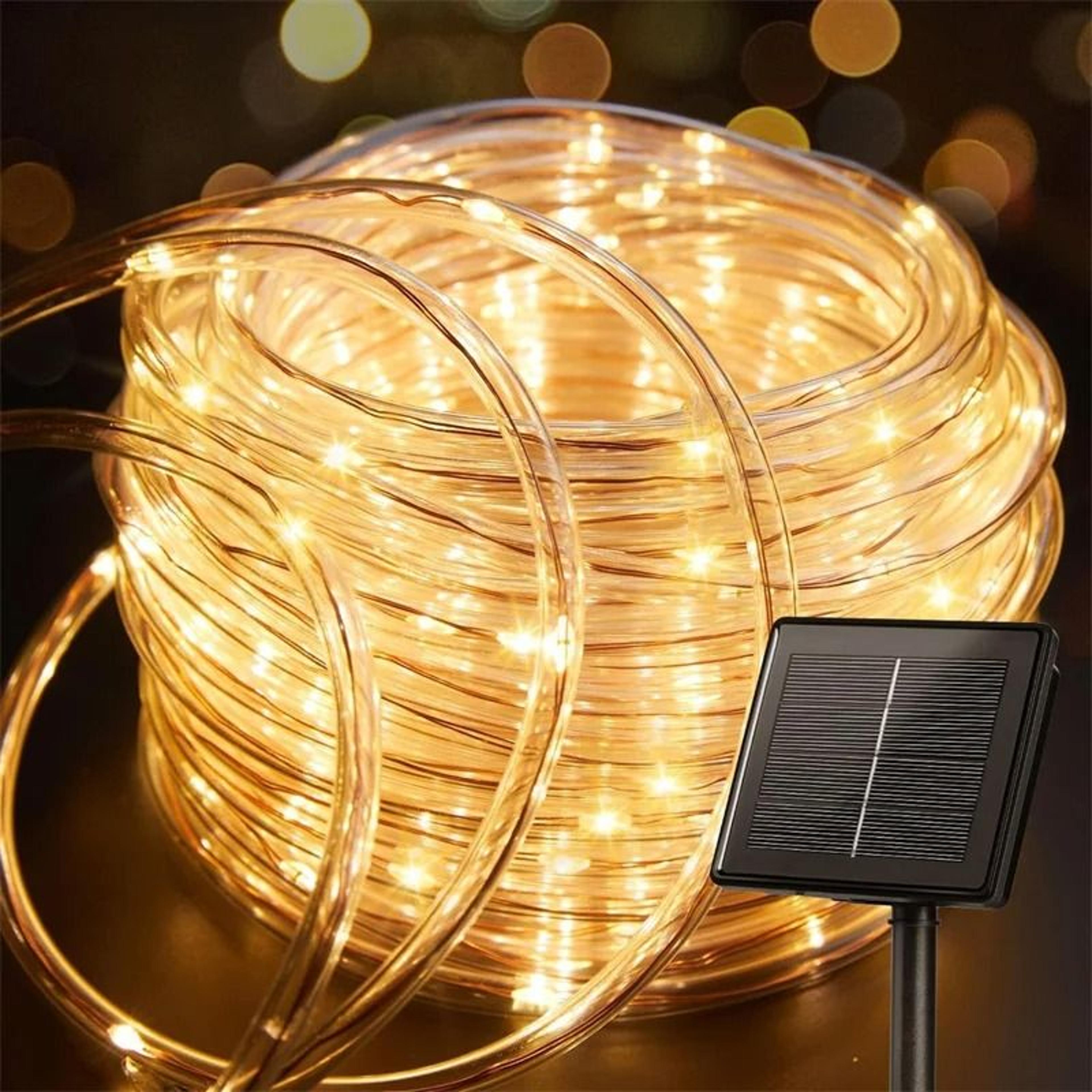 solar powered outdoor rope string lights for garden party decor ambiance