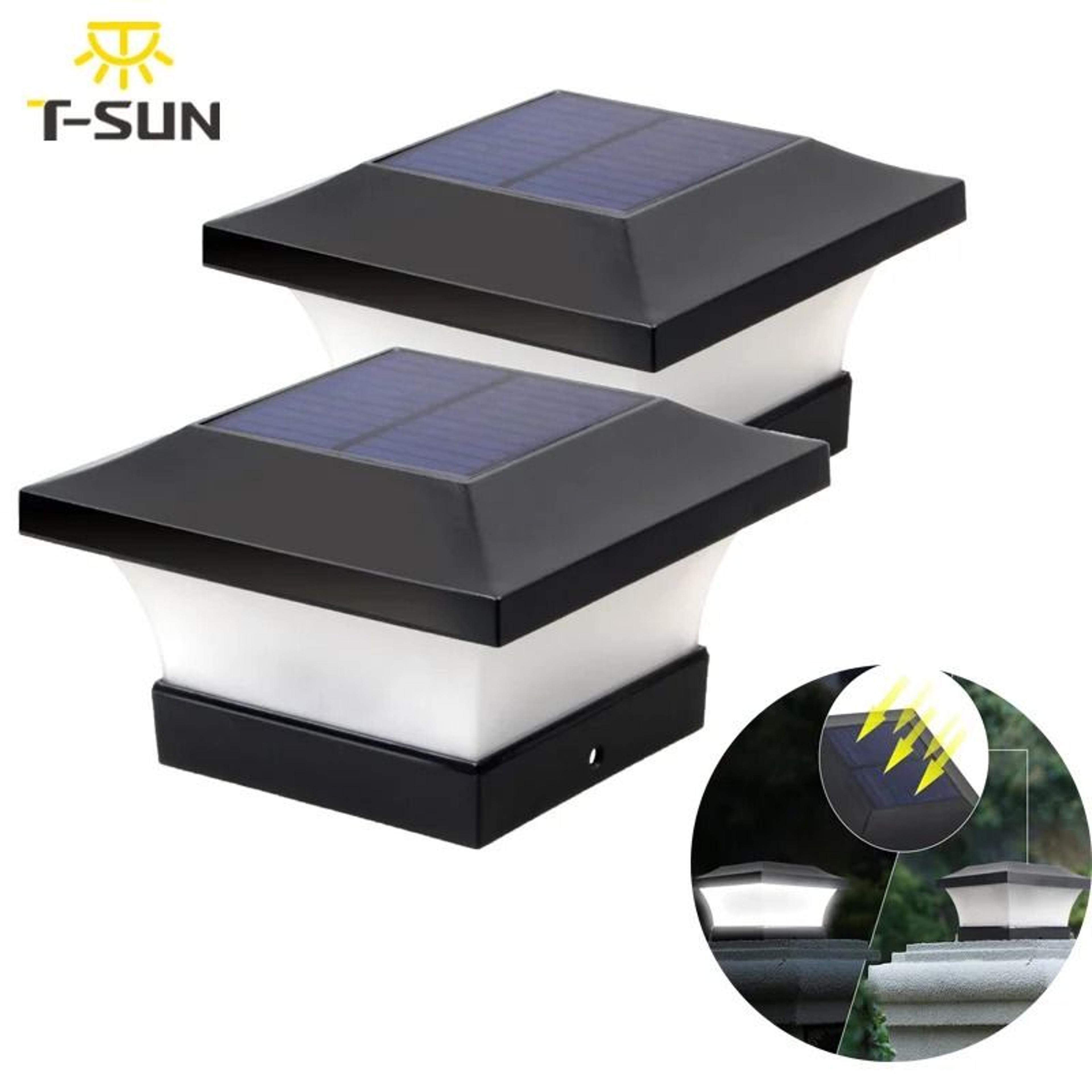 solar fence lights two pack waterproof garden wall courtyard outdoor lighting