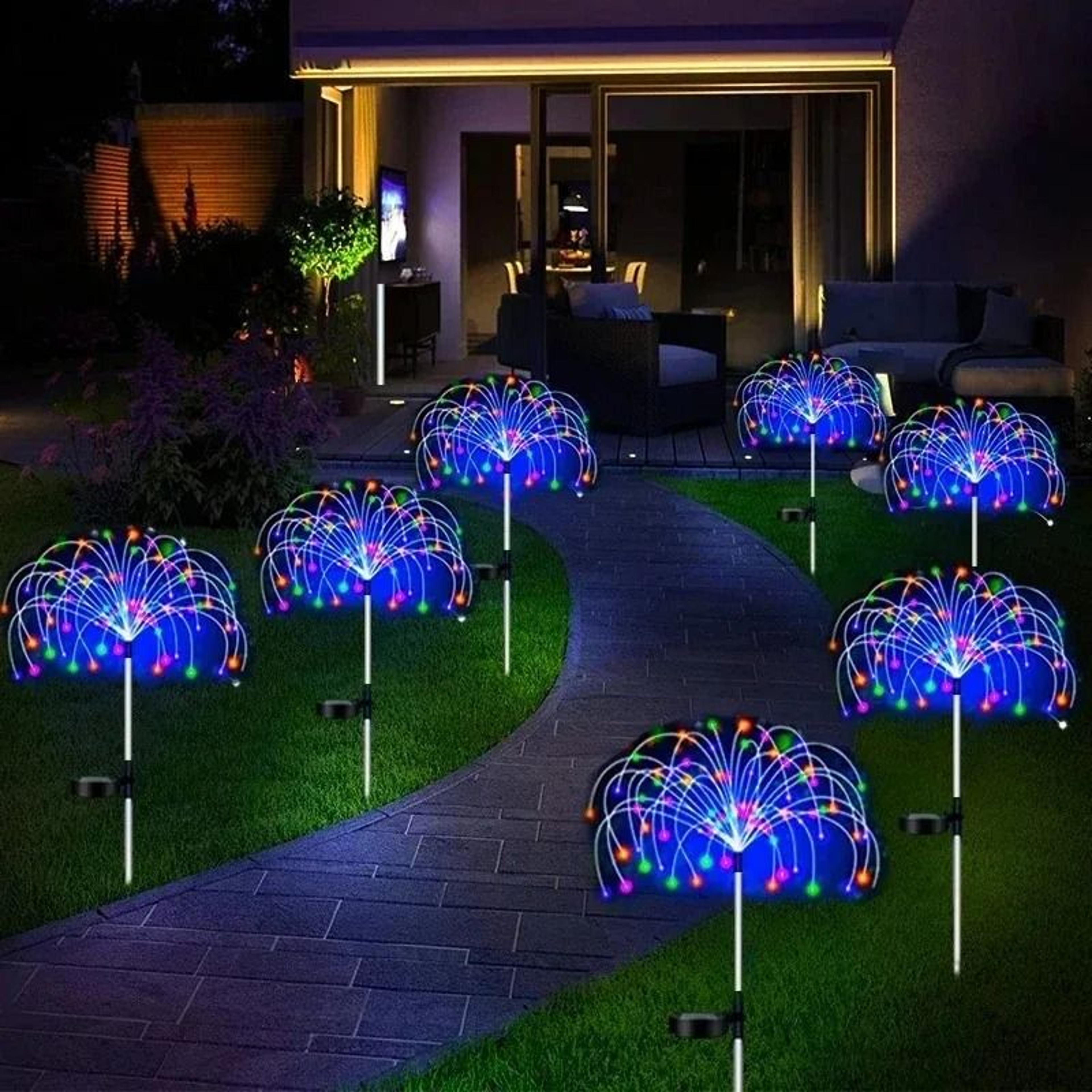 solar firework garden lights with eight modes for magical outdoor decor