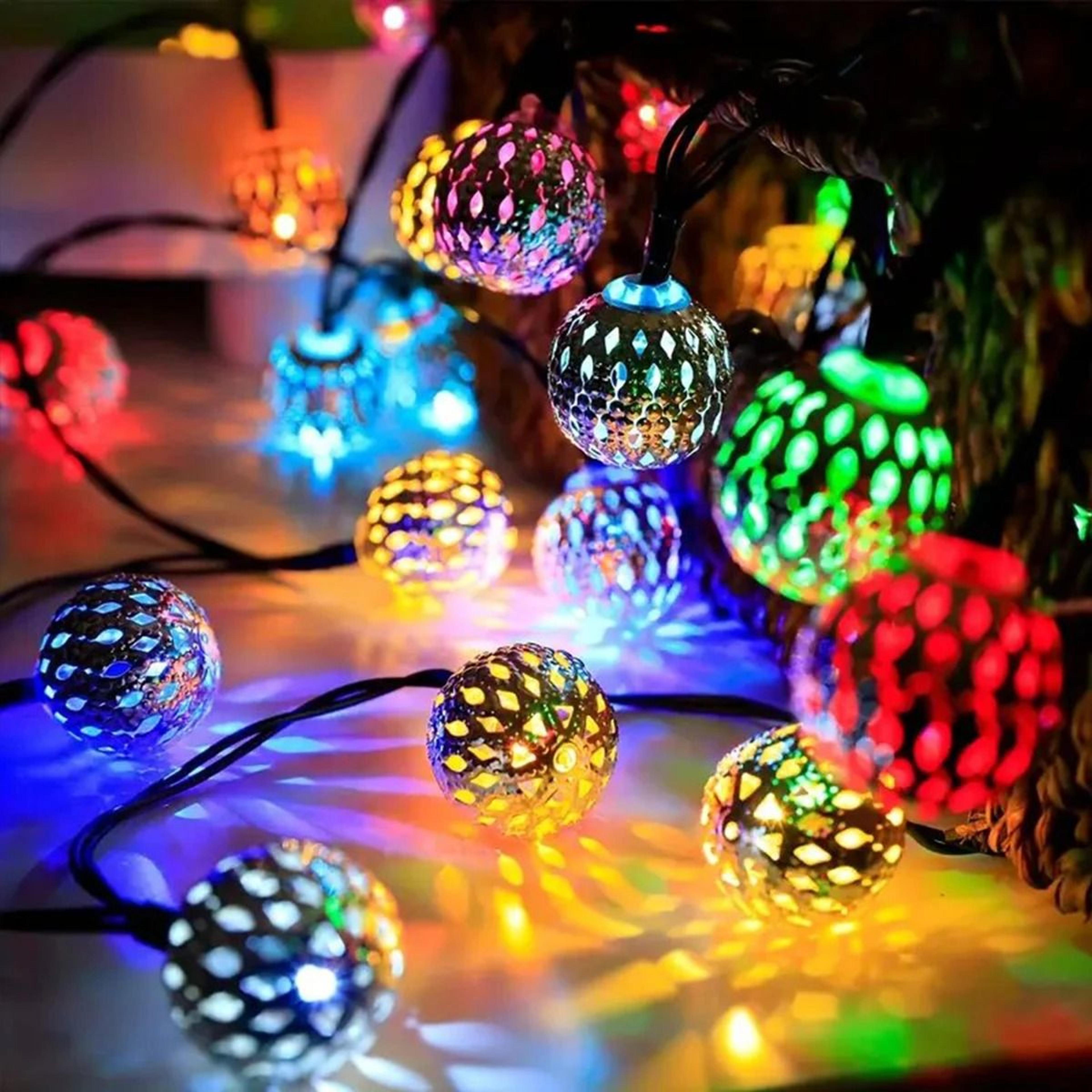 solar moroccan ball string lights for enchanting garden party ambiance outdoors