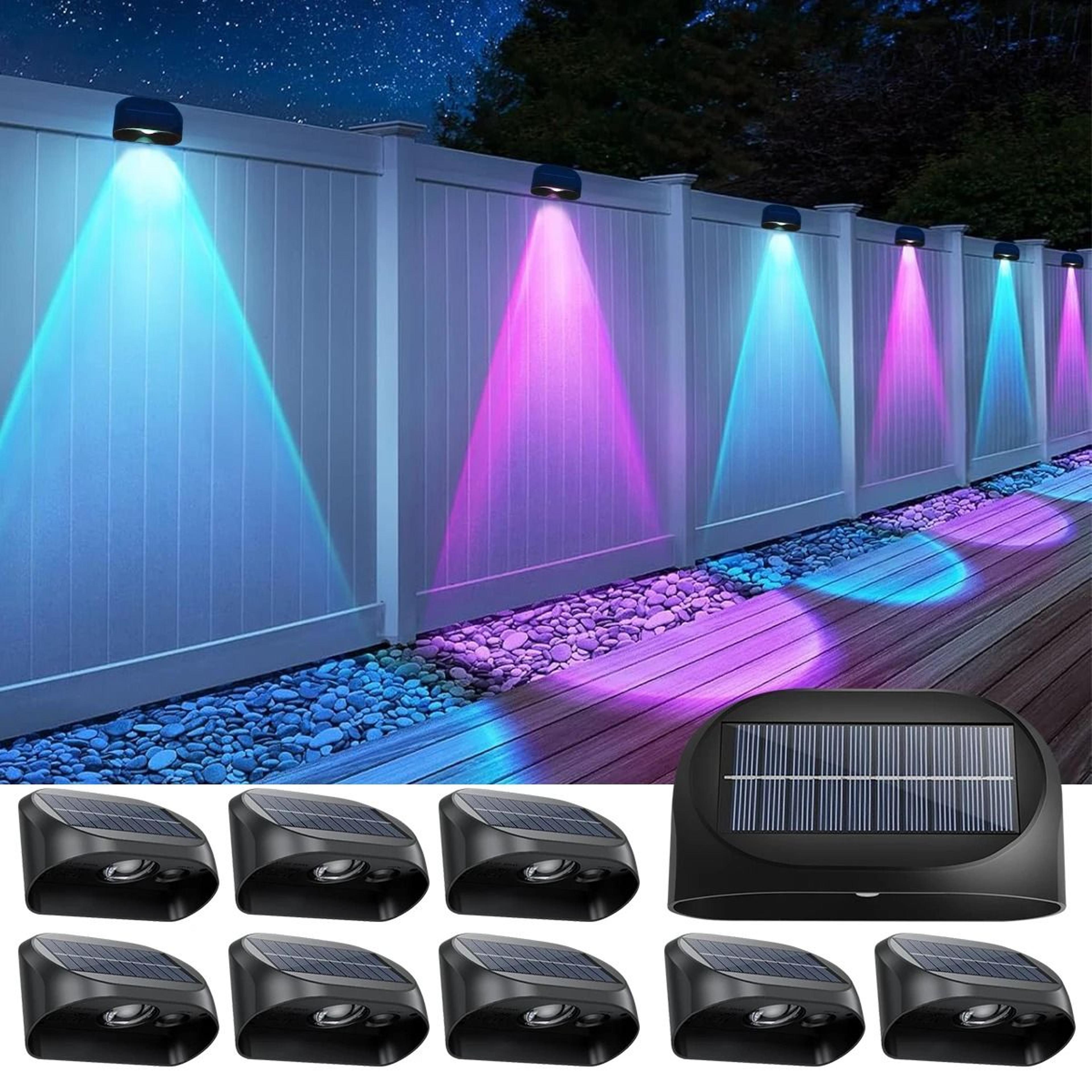 solar fence deck lights with warm white rgb outdoor accent lighting