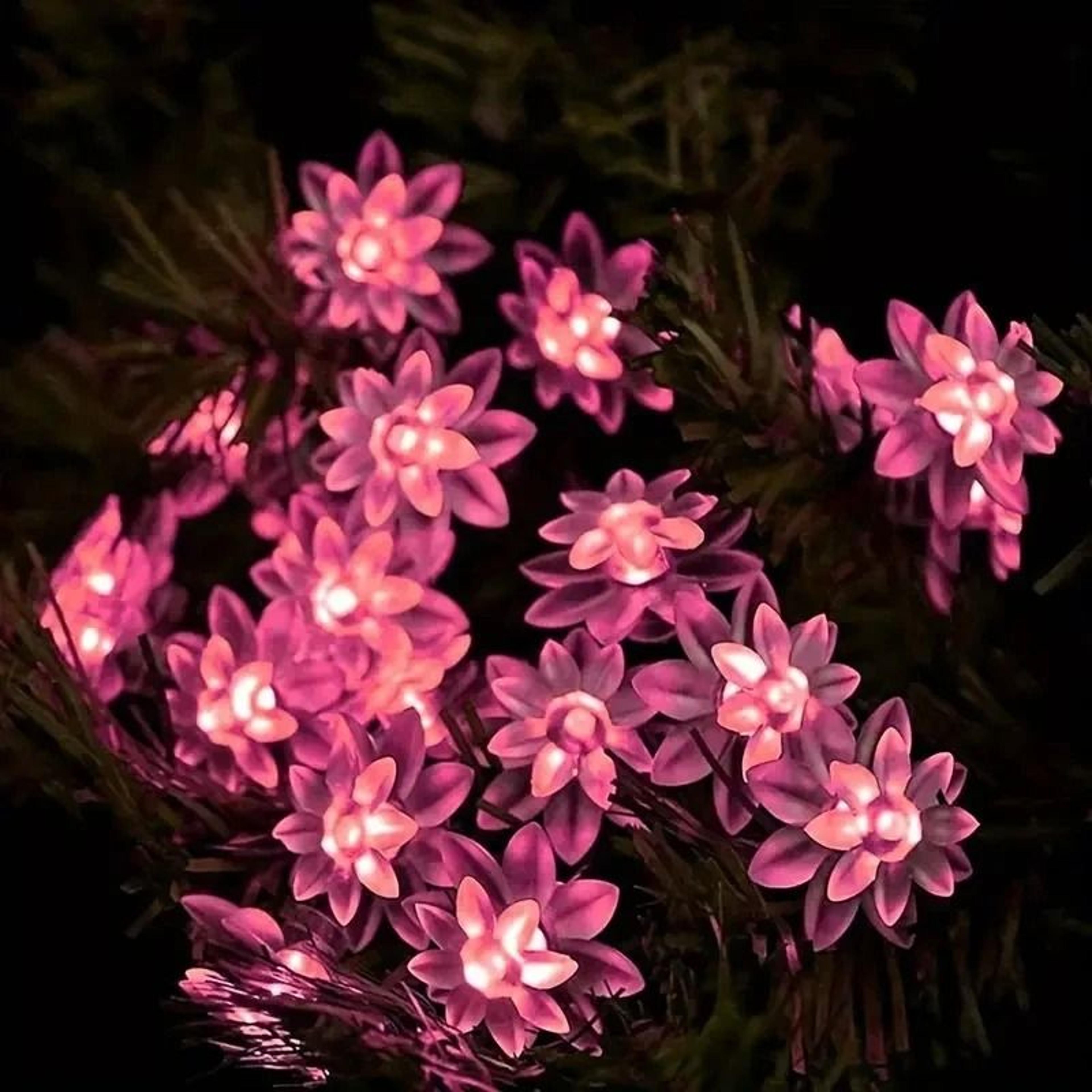 solar lotus sakura flower string lights for enchanting outdoor garden decor
