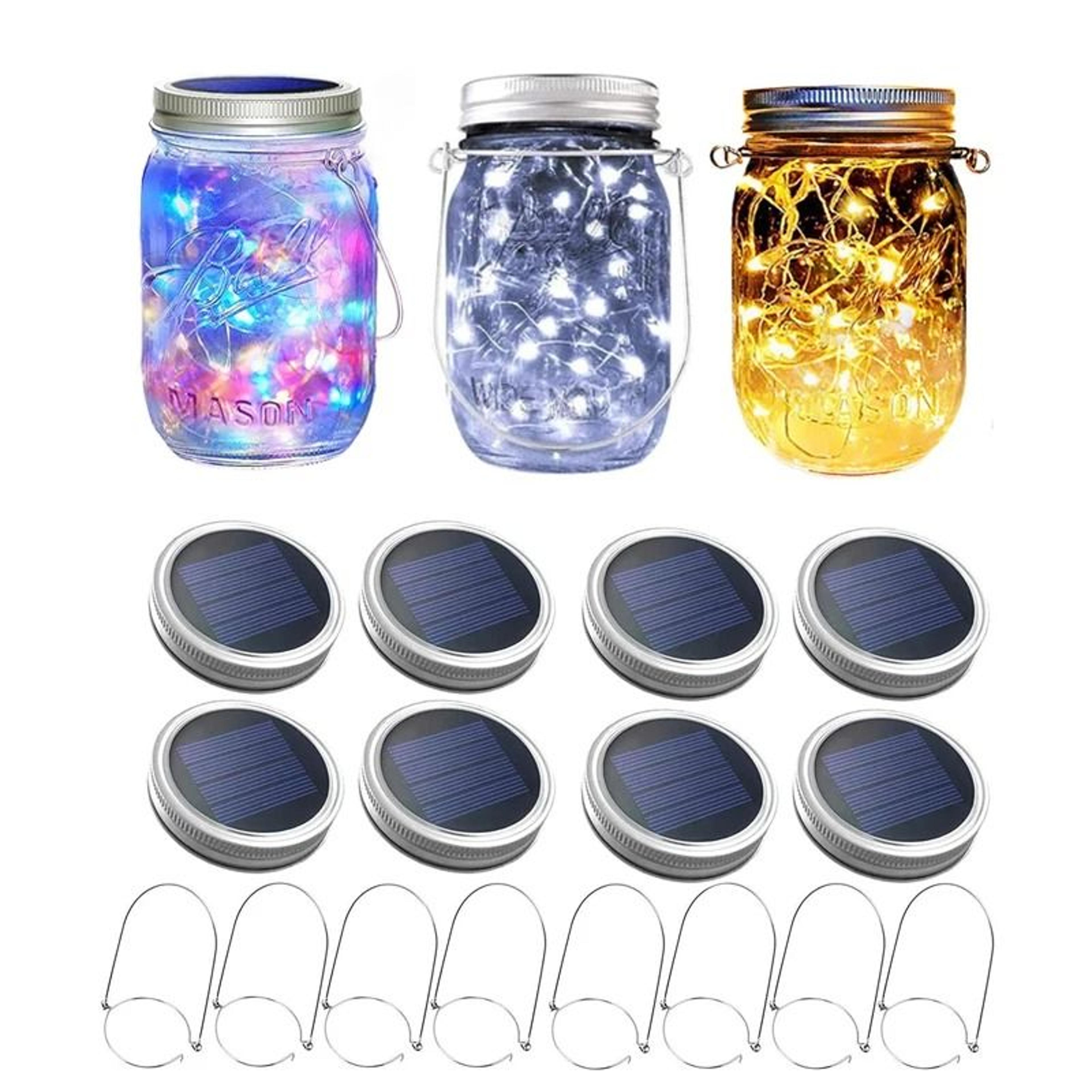 solar mason jar lid lights with twenty leds for outdoor decor