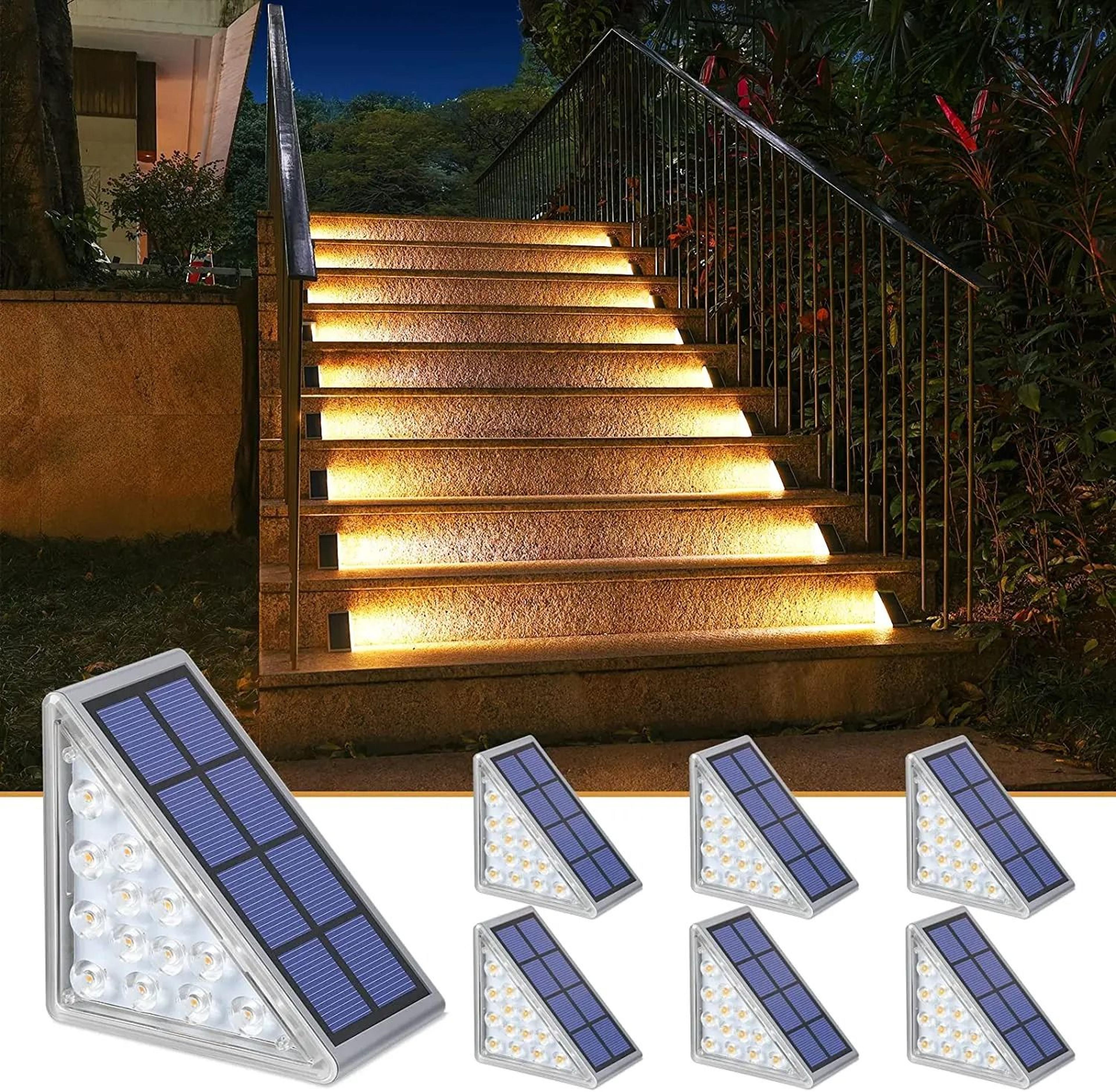 solar waterproof step lights with lens for safer garden deck paths
