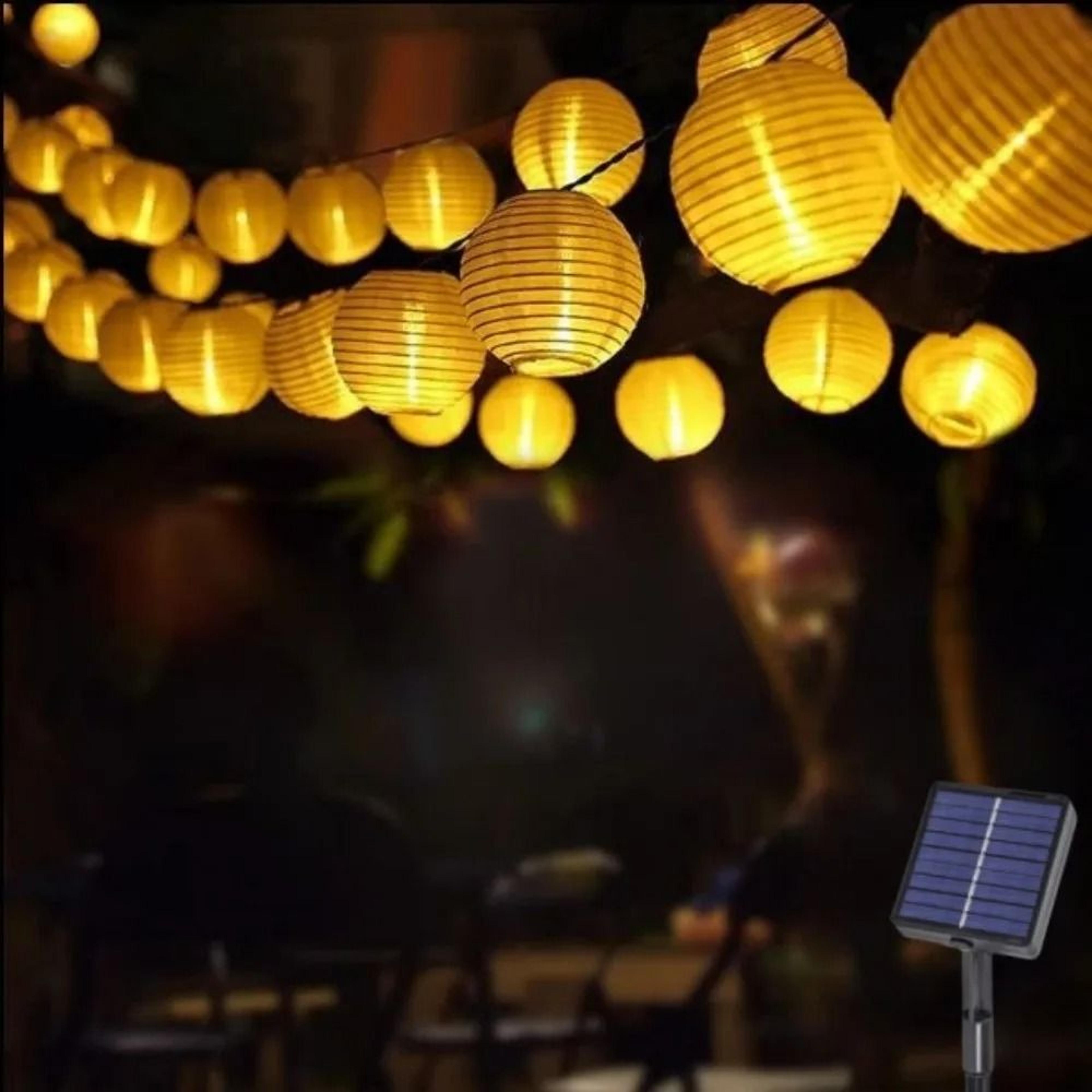 solar white lantern string lights with eight modes for outdoor celebrations