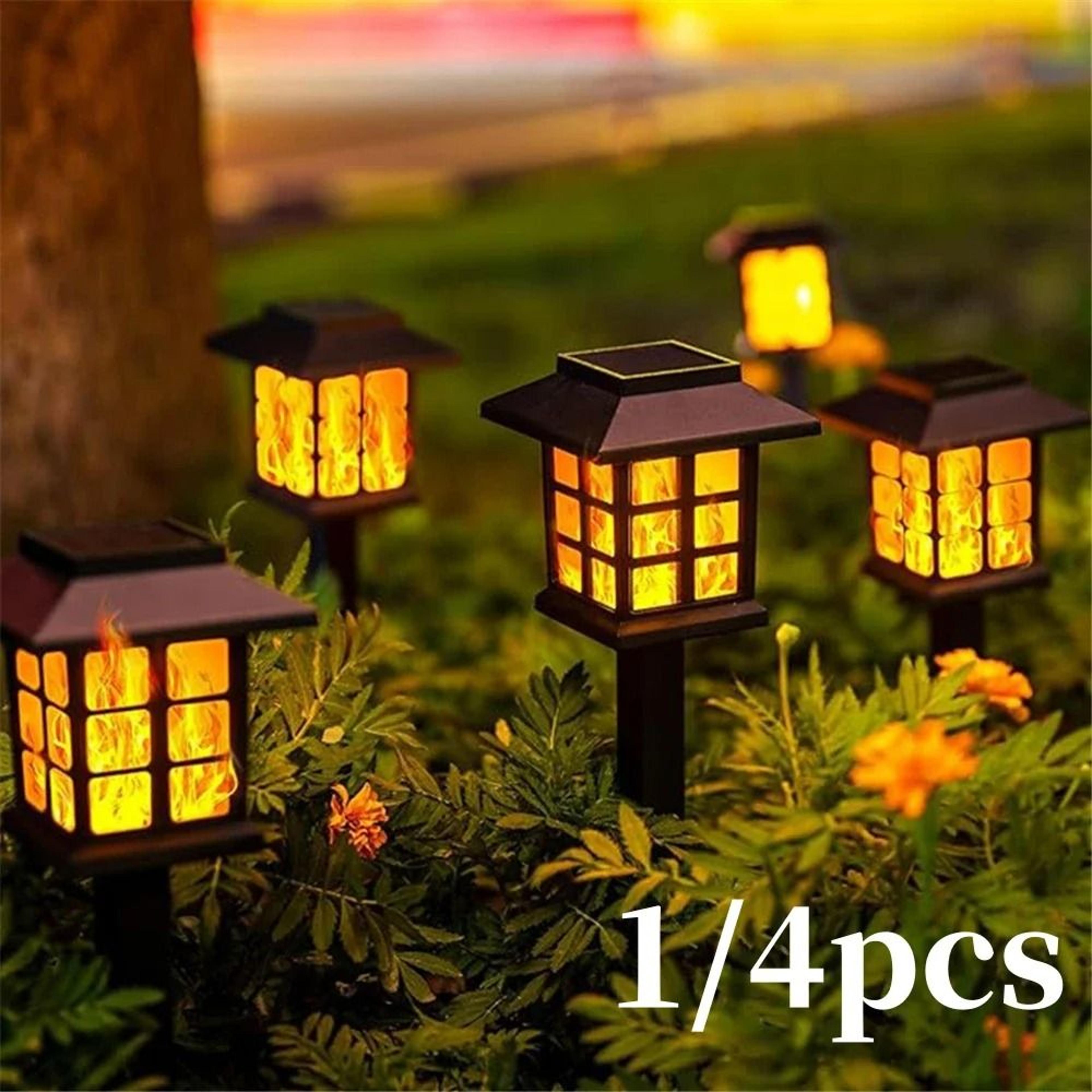 solar flickering flame torch lights for warm outdoor garden path ambiance