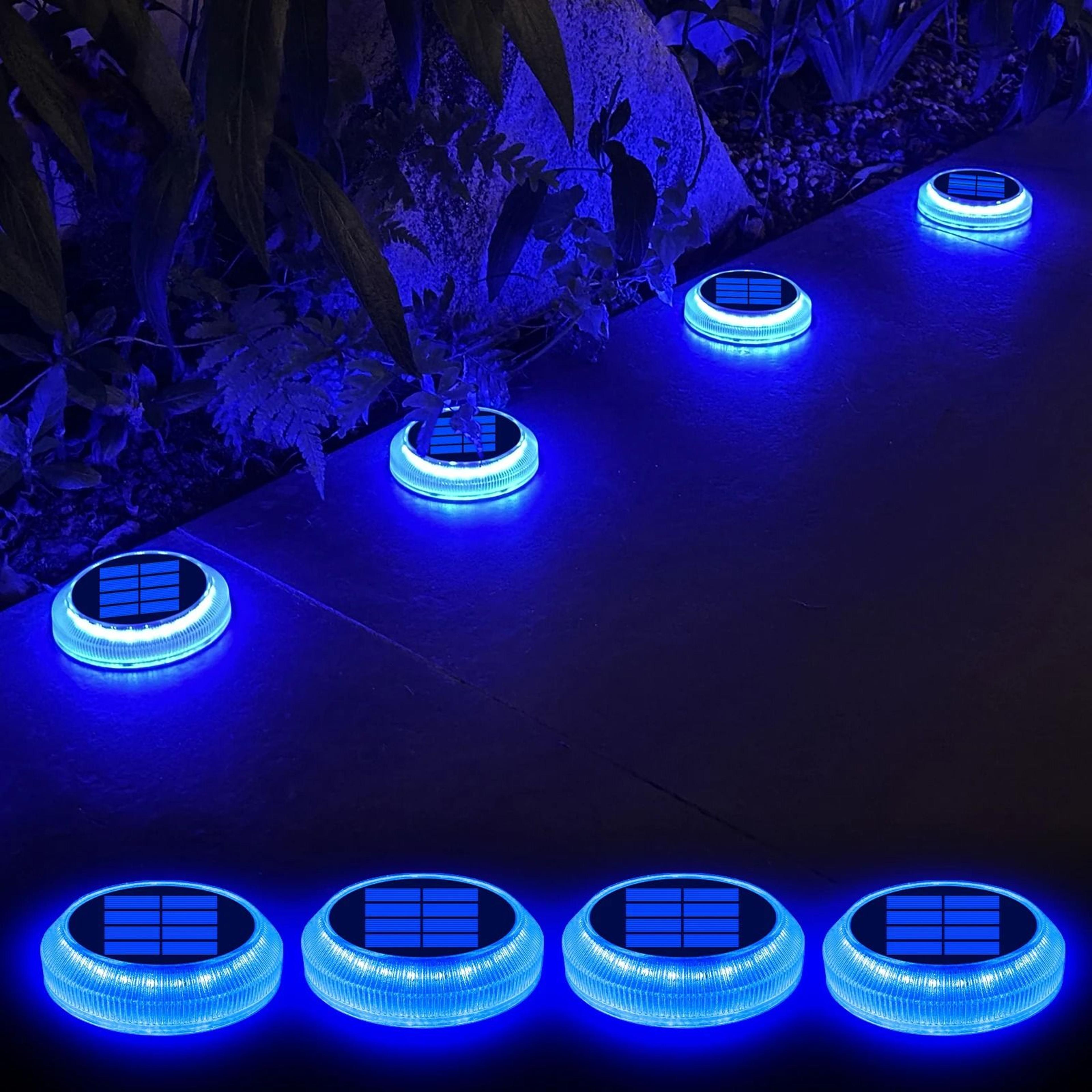 solar blue driveway deck lights six pack waterproof outdoor pathway markers
