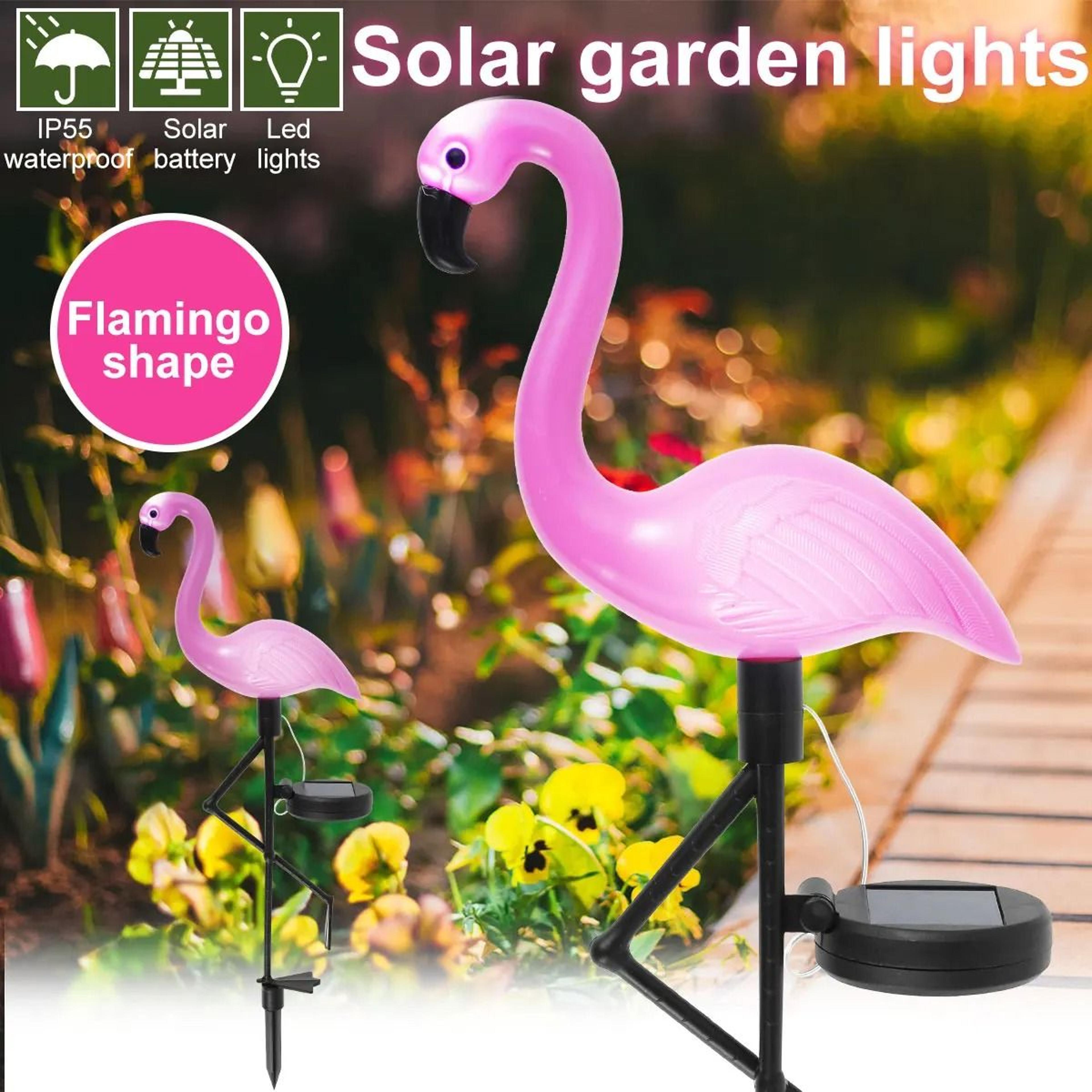 pink flamingo solar garden light adds playful glow outdoors every night