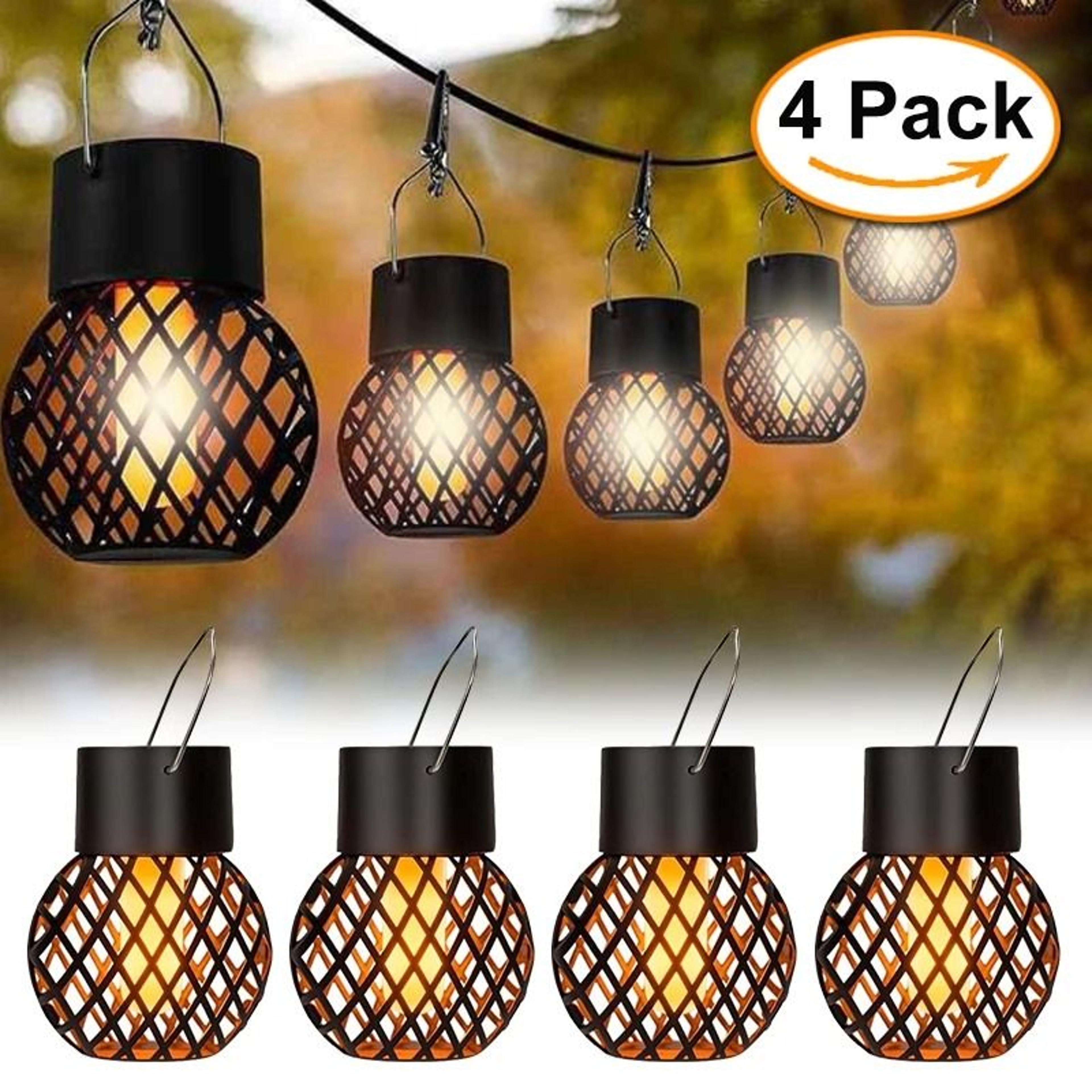 solar hanging flame lantern creates warm waterproof glow for gardens patios