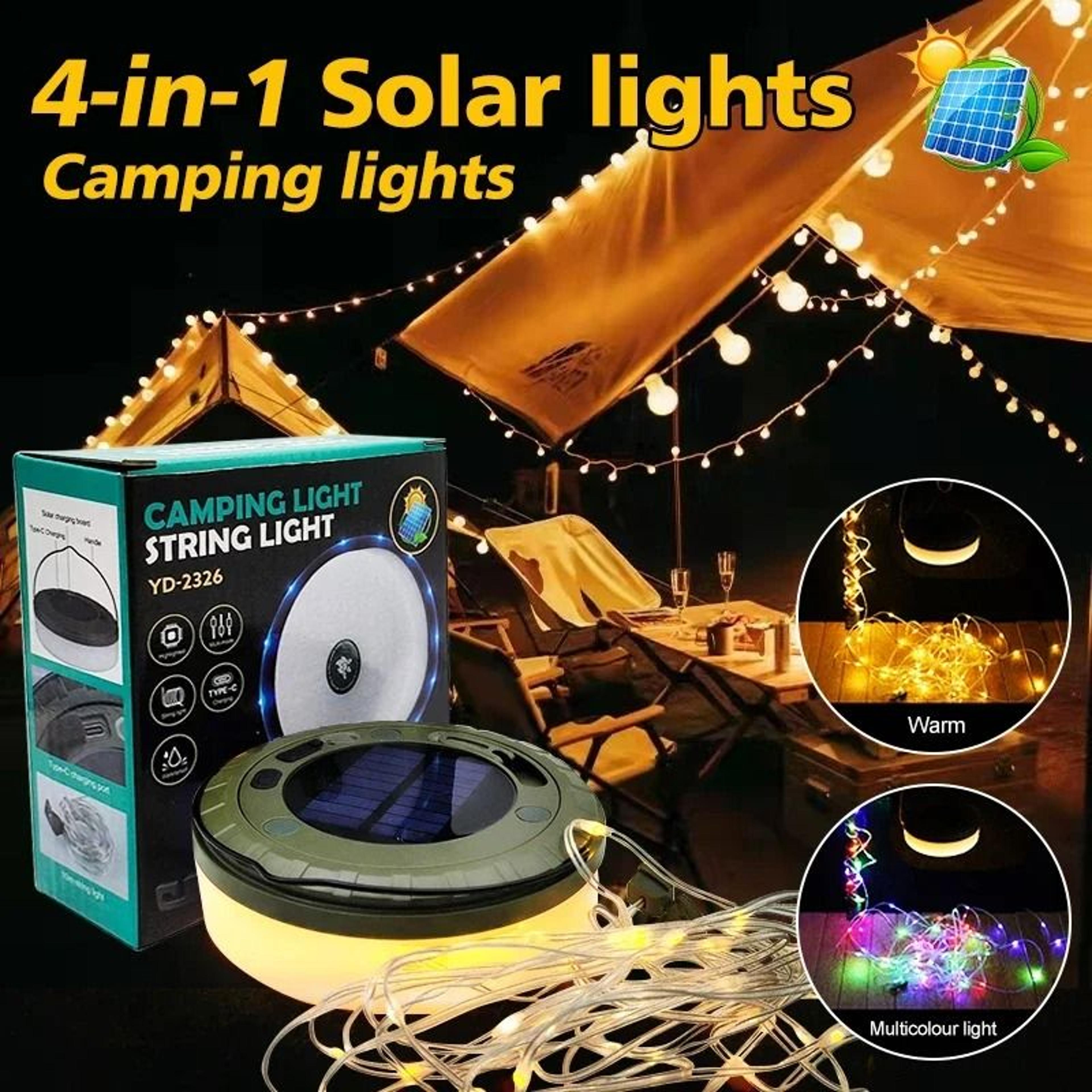 solar rgb camping string light illuminates tents campsites with portable ambience