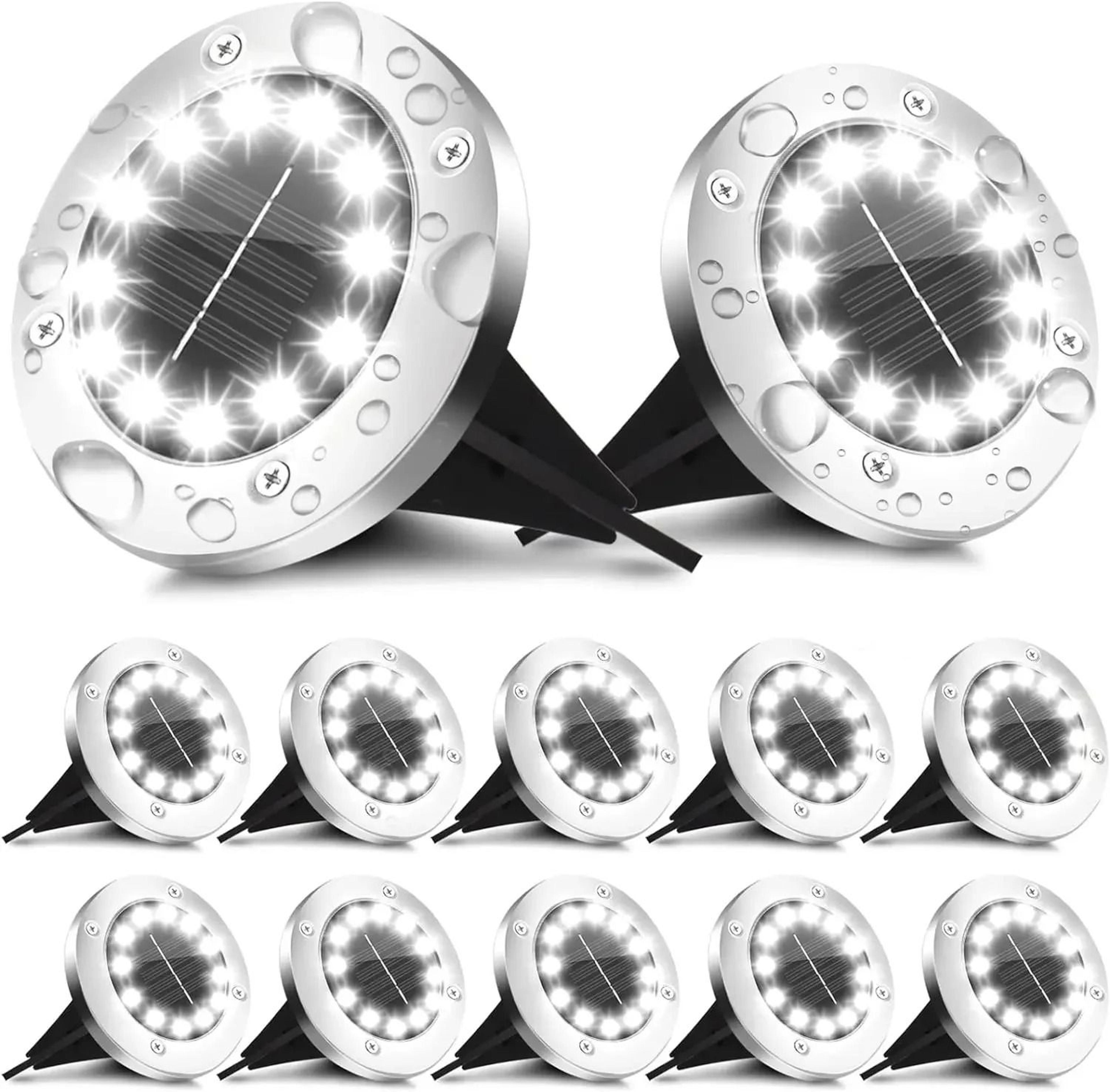 solar ground disk lights brighten gardens pathways lawns patios every night