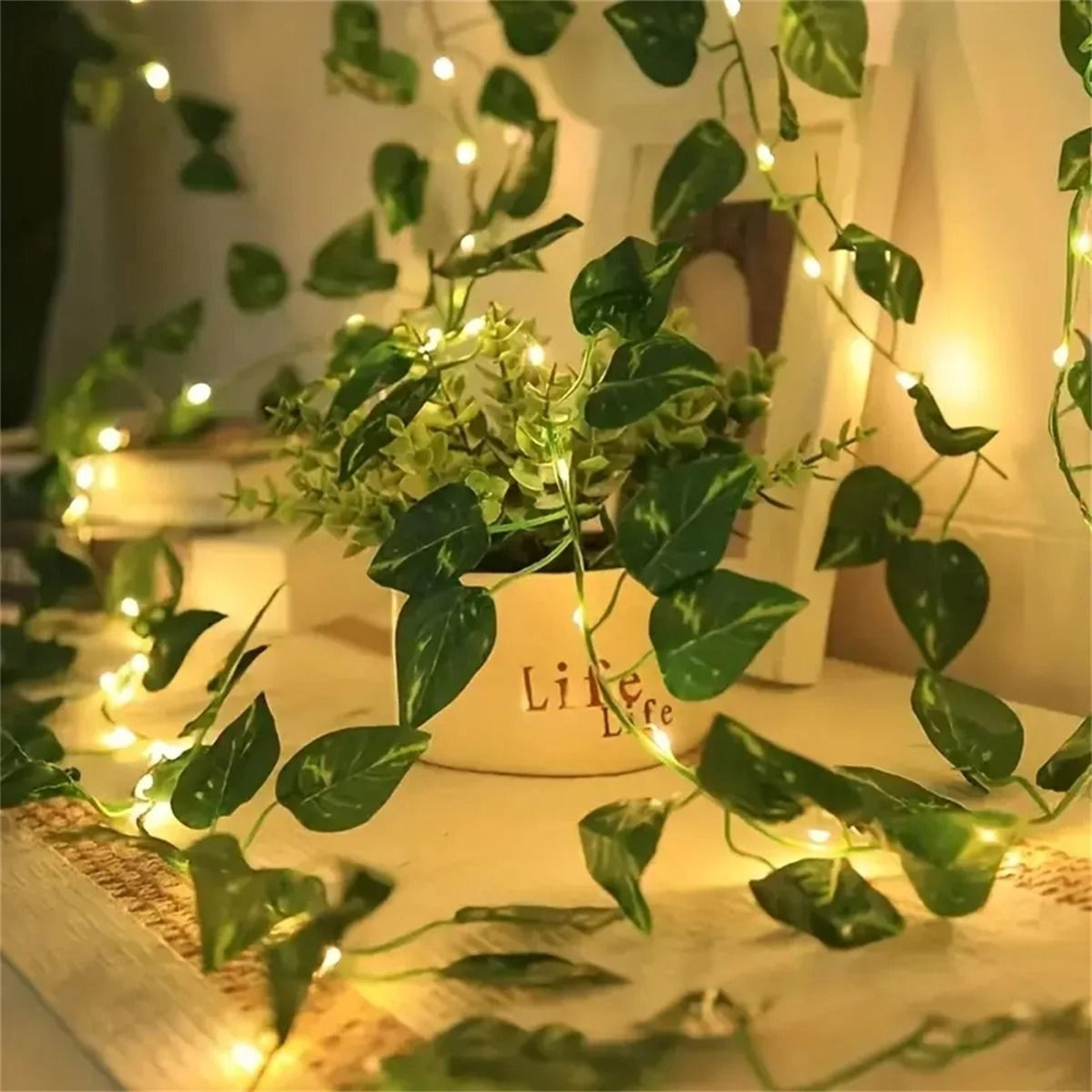green leaf led string lights create warm wedding holiday garden ambience