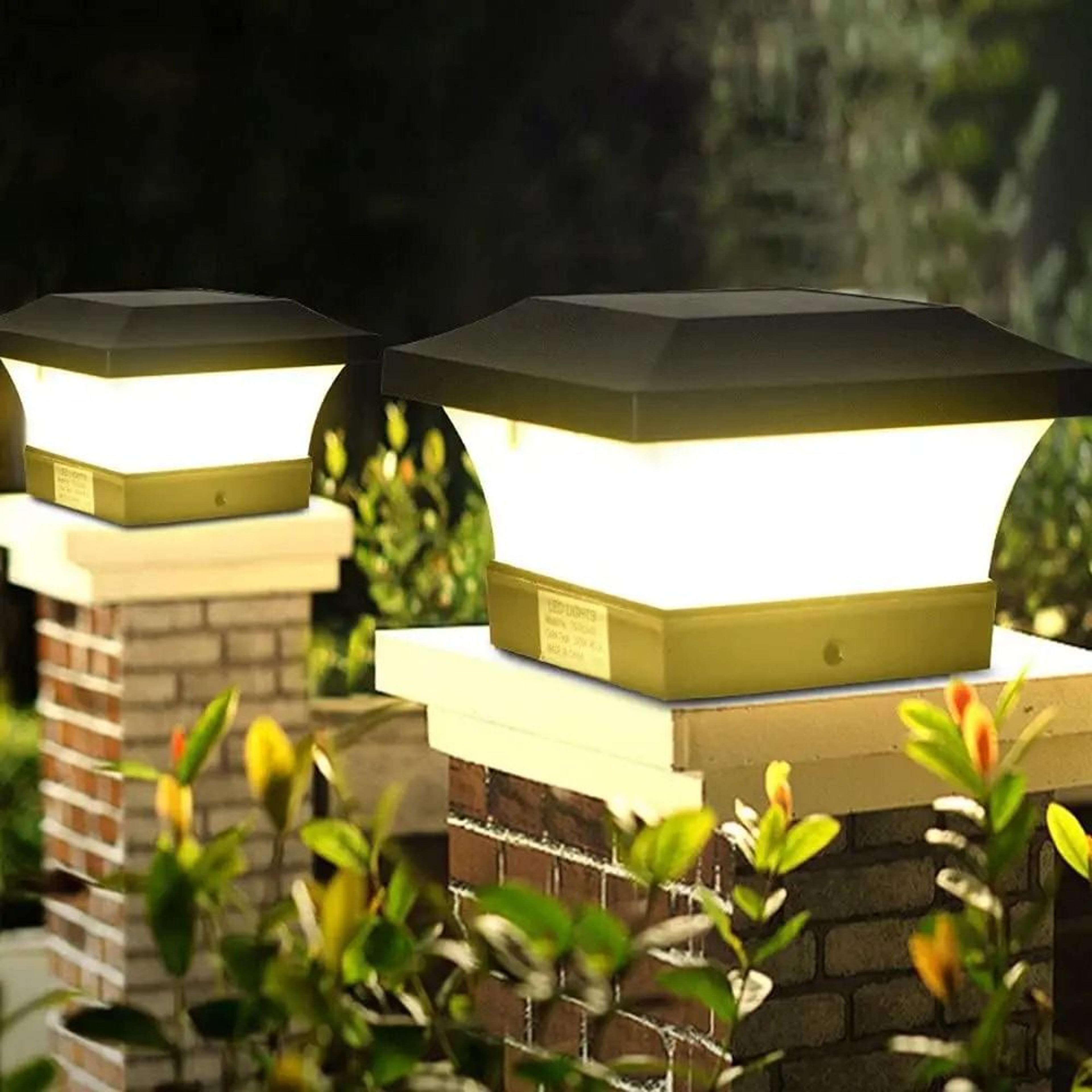 solar post cap lights for warm cool waterproof garden deck illumination