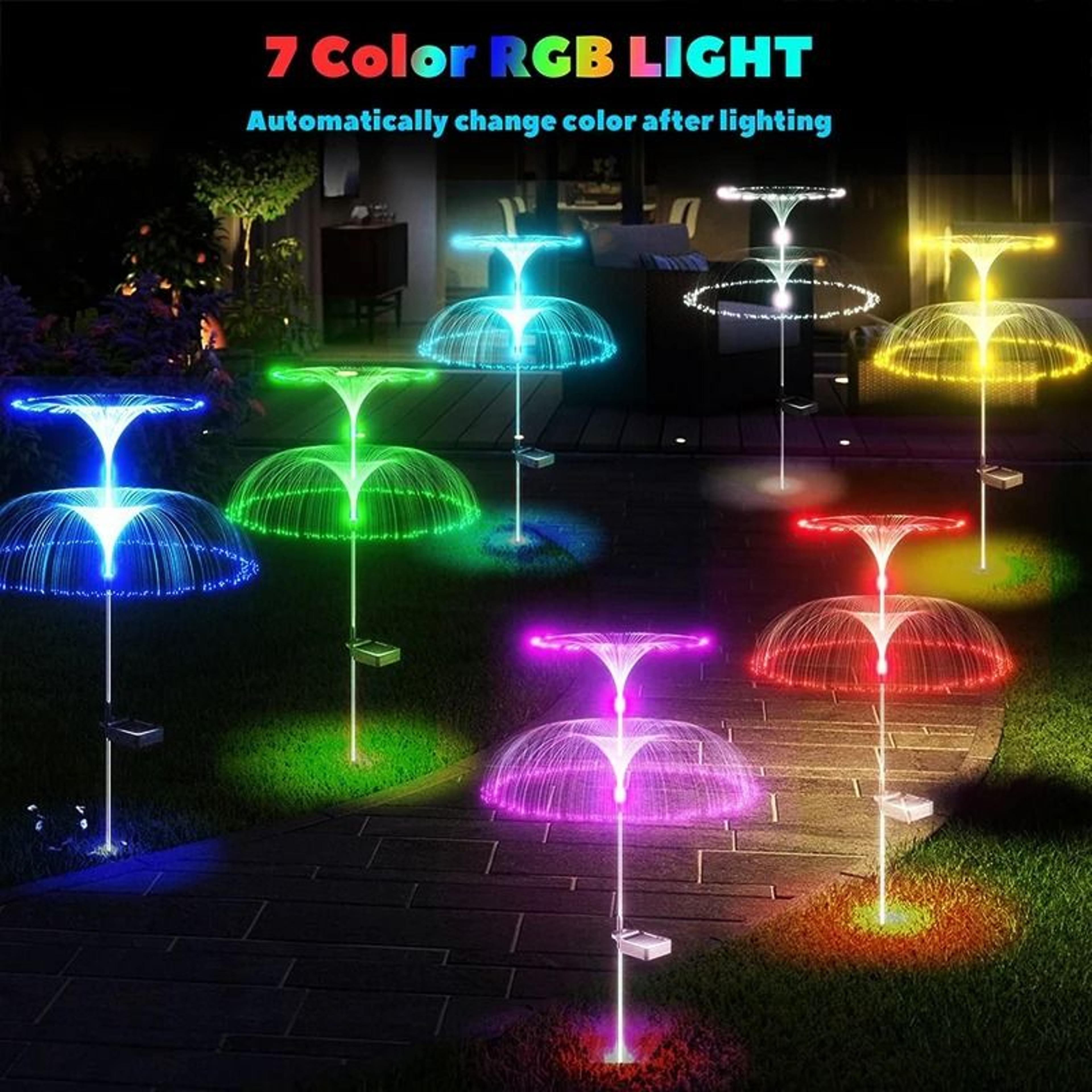 solar jellyfish fiber optic garden lights for colorful outdoor party decor