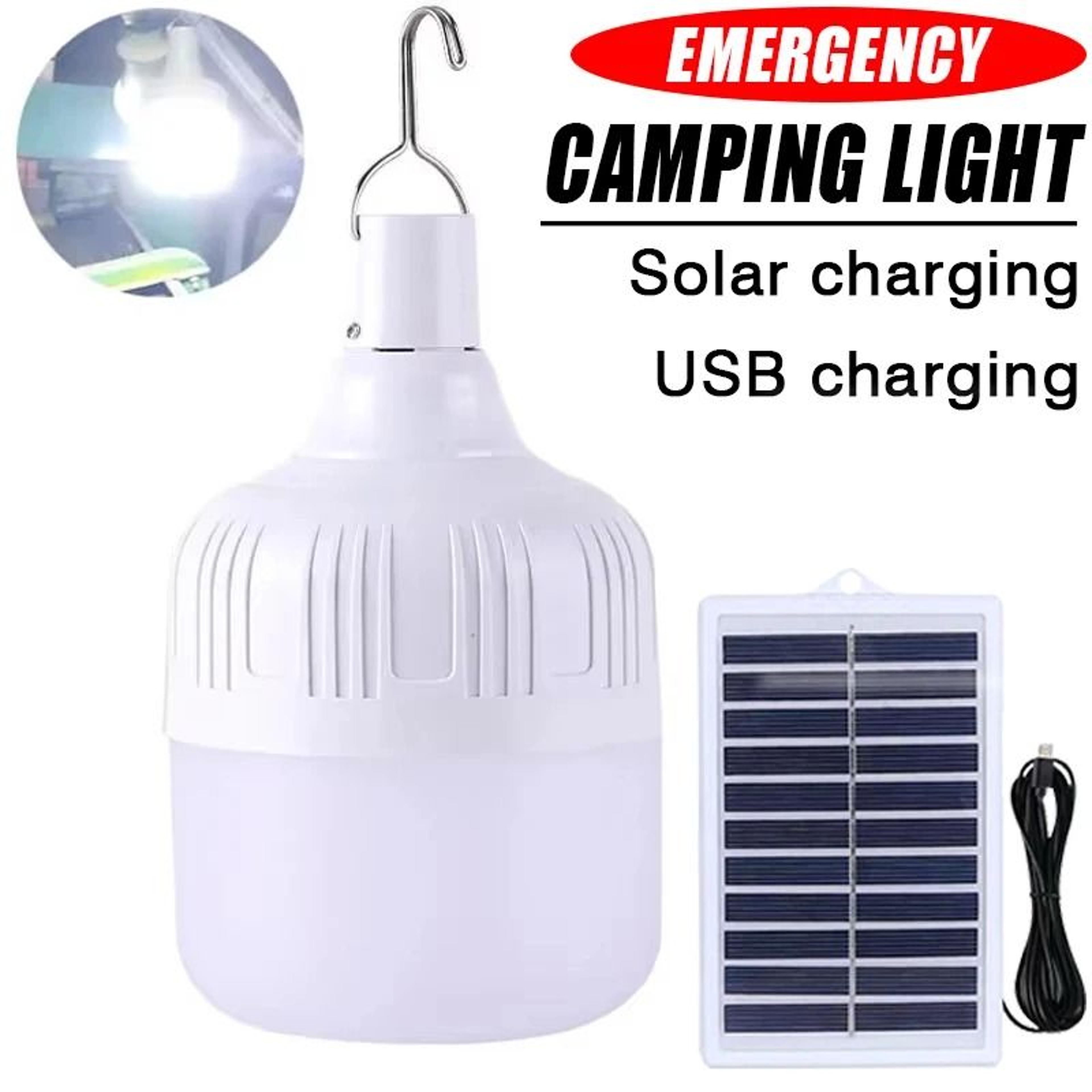 portable rechargeable led camping lantern with solar usb emergency hanging light