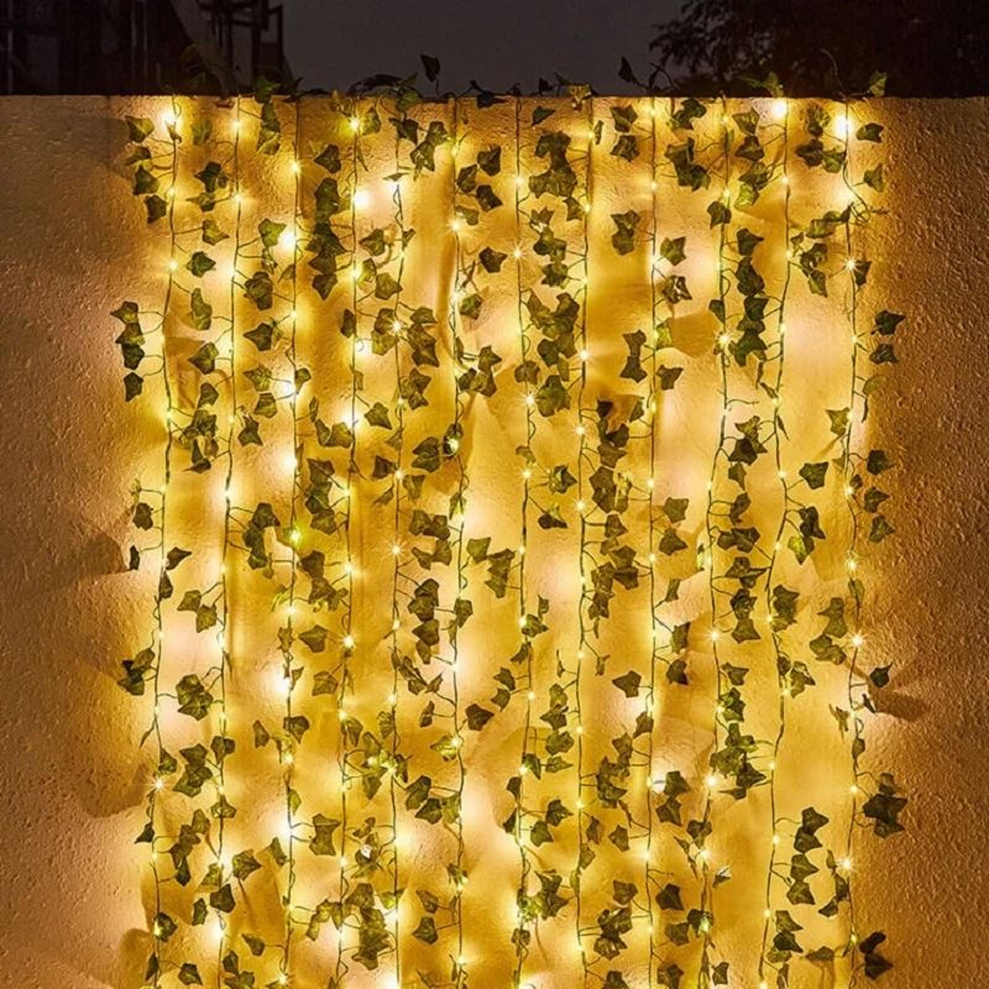 solar leaf flower garland lights for romantic garden wedding christmas decor