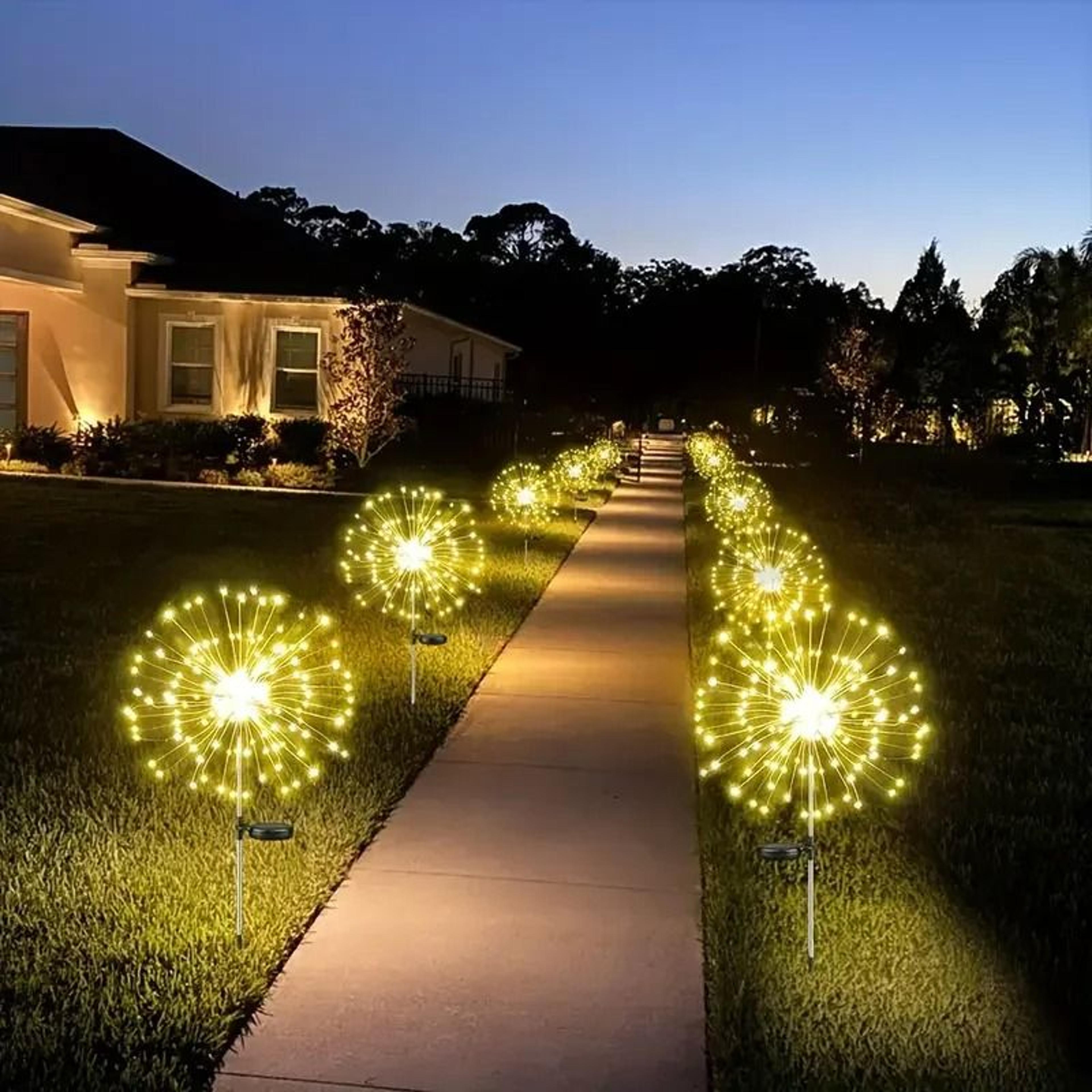 solar firework dandelion garden lights for magical waterproof lawn pathway decor