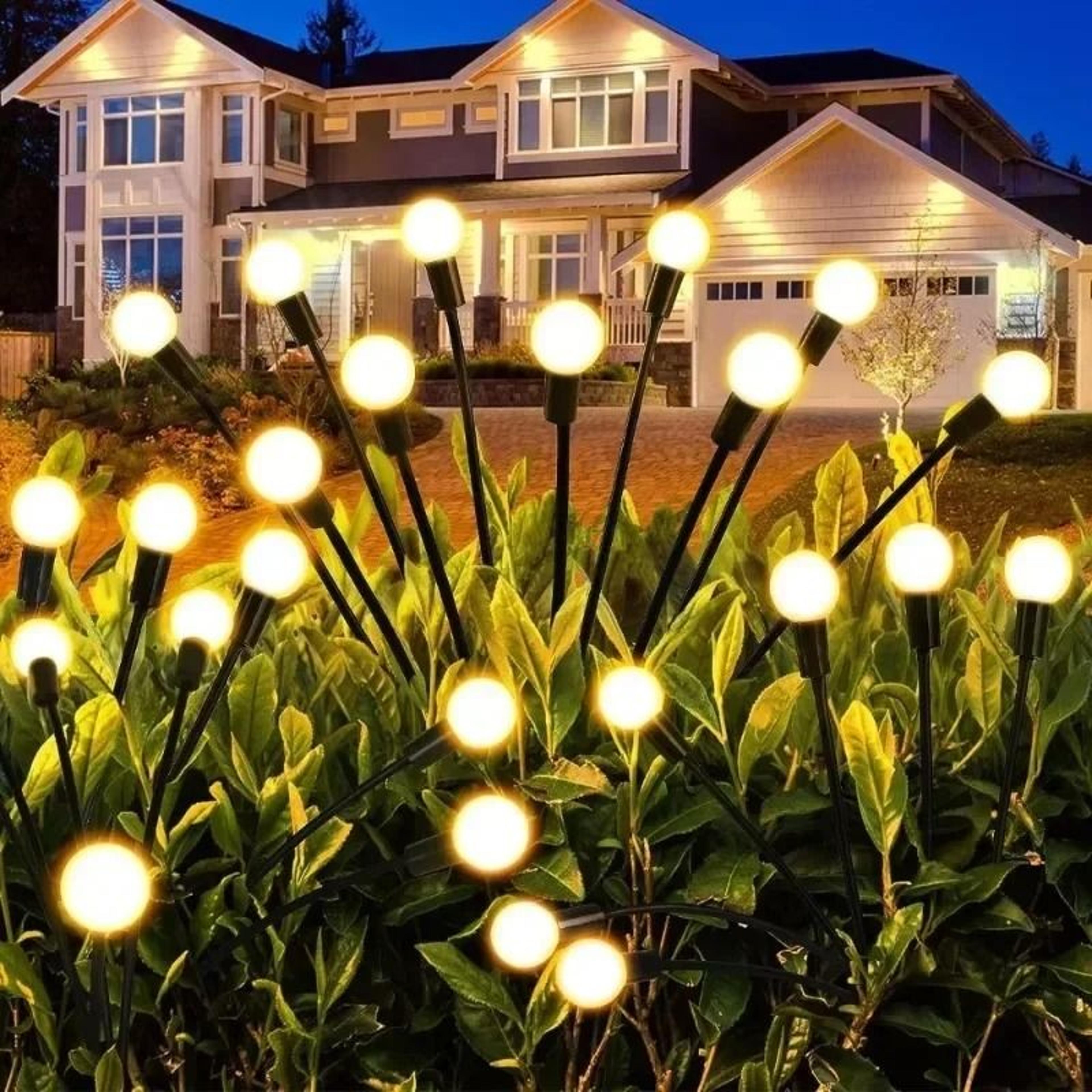 solar firefly garden stake lights for swaying outdoor lawn landscape decor