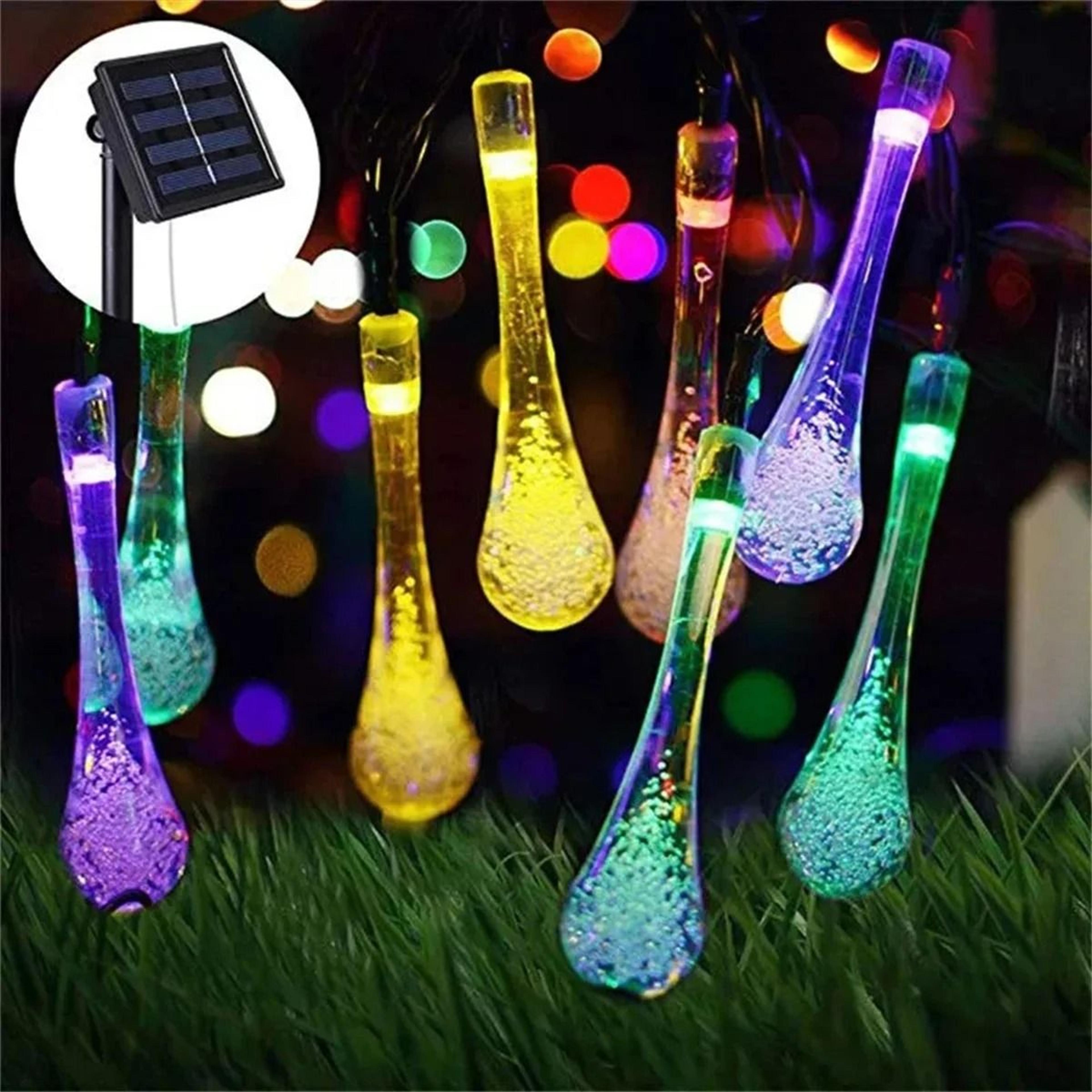 solar water drop string lights for magical outdoor garden festival decor