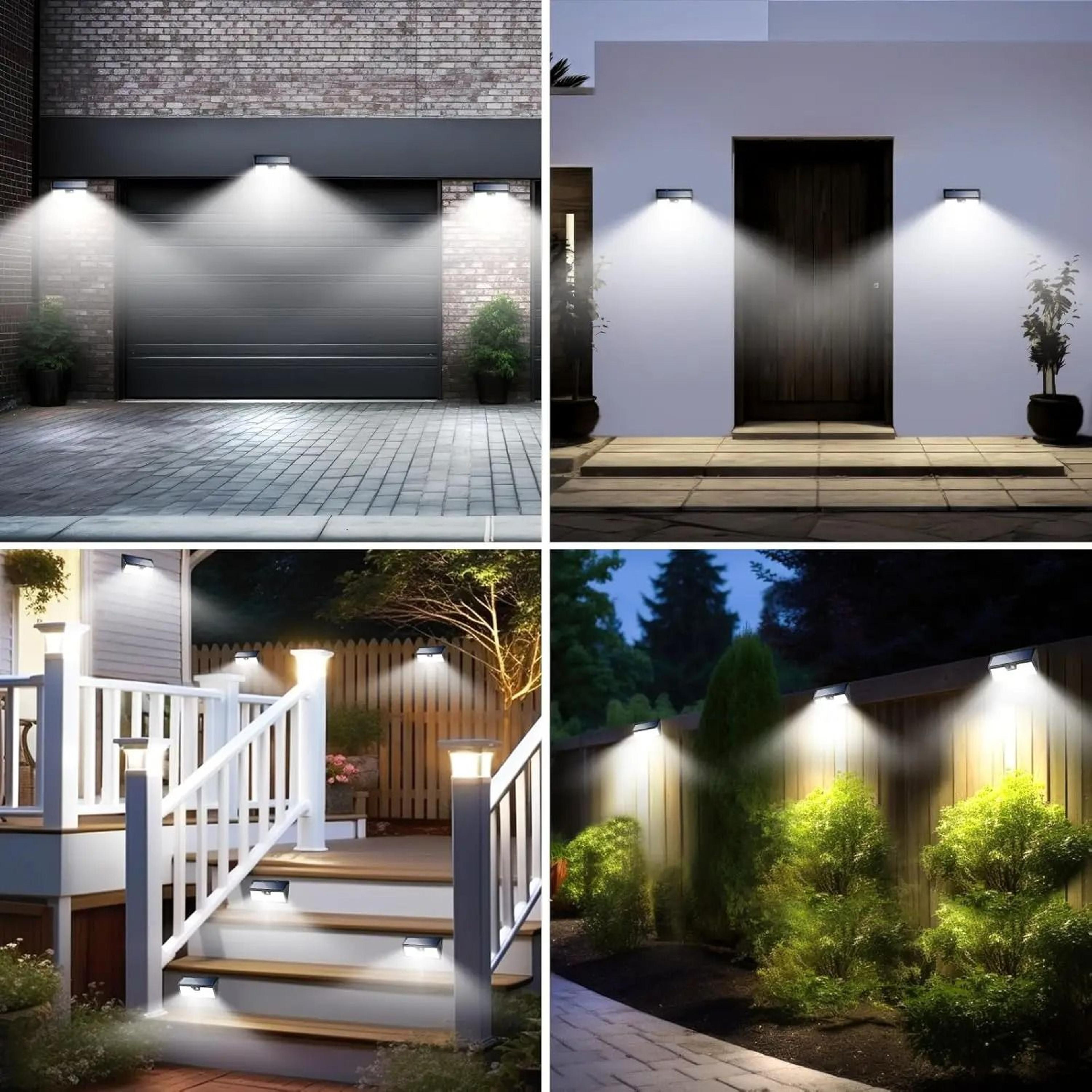 solar motion sensor wall lights for bright outdoor security and safety