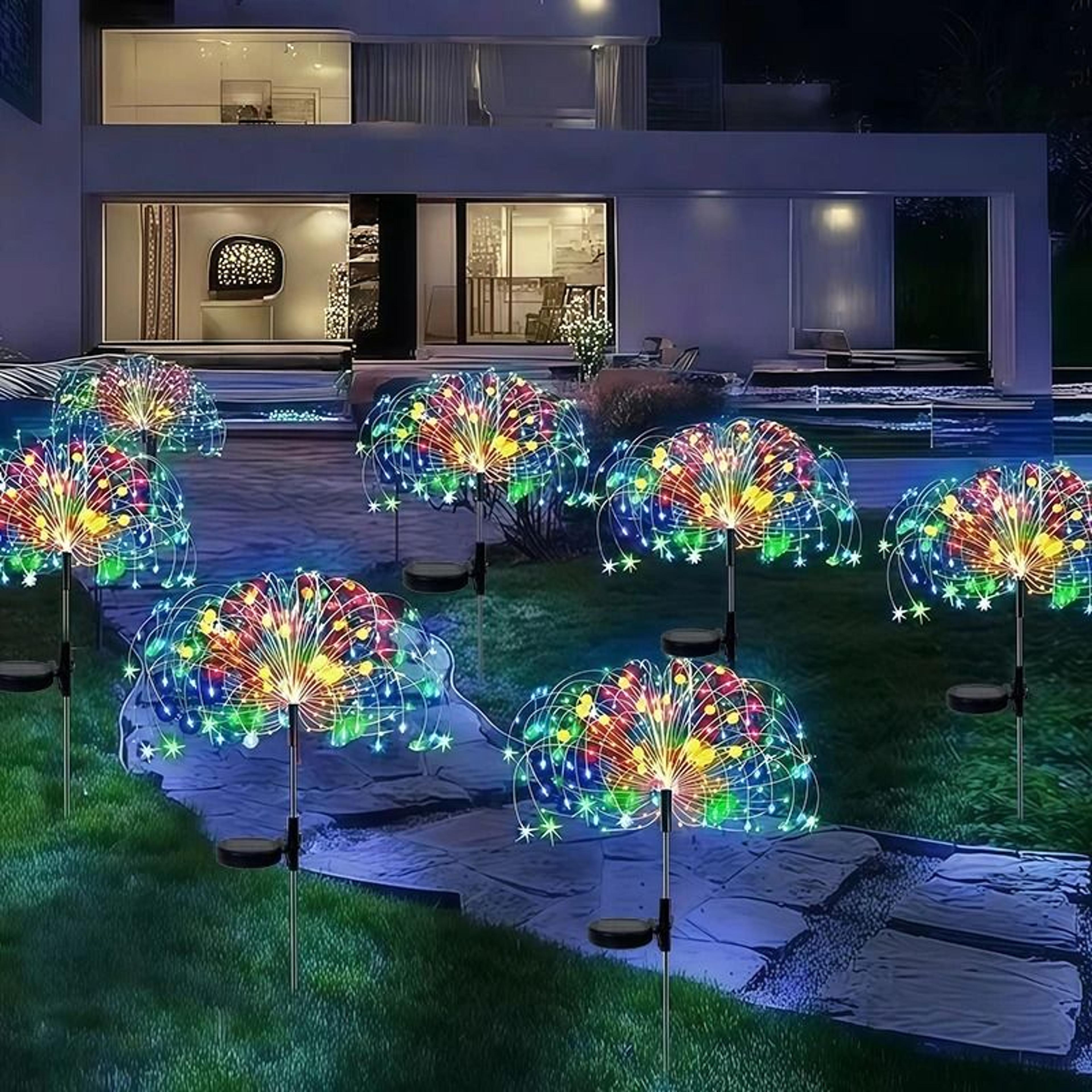 solar firework fairy lights for magical outdoor garden pathway christmas decor