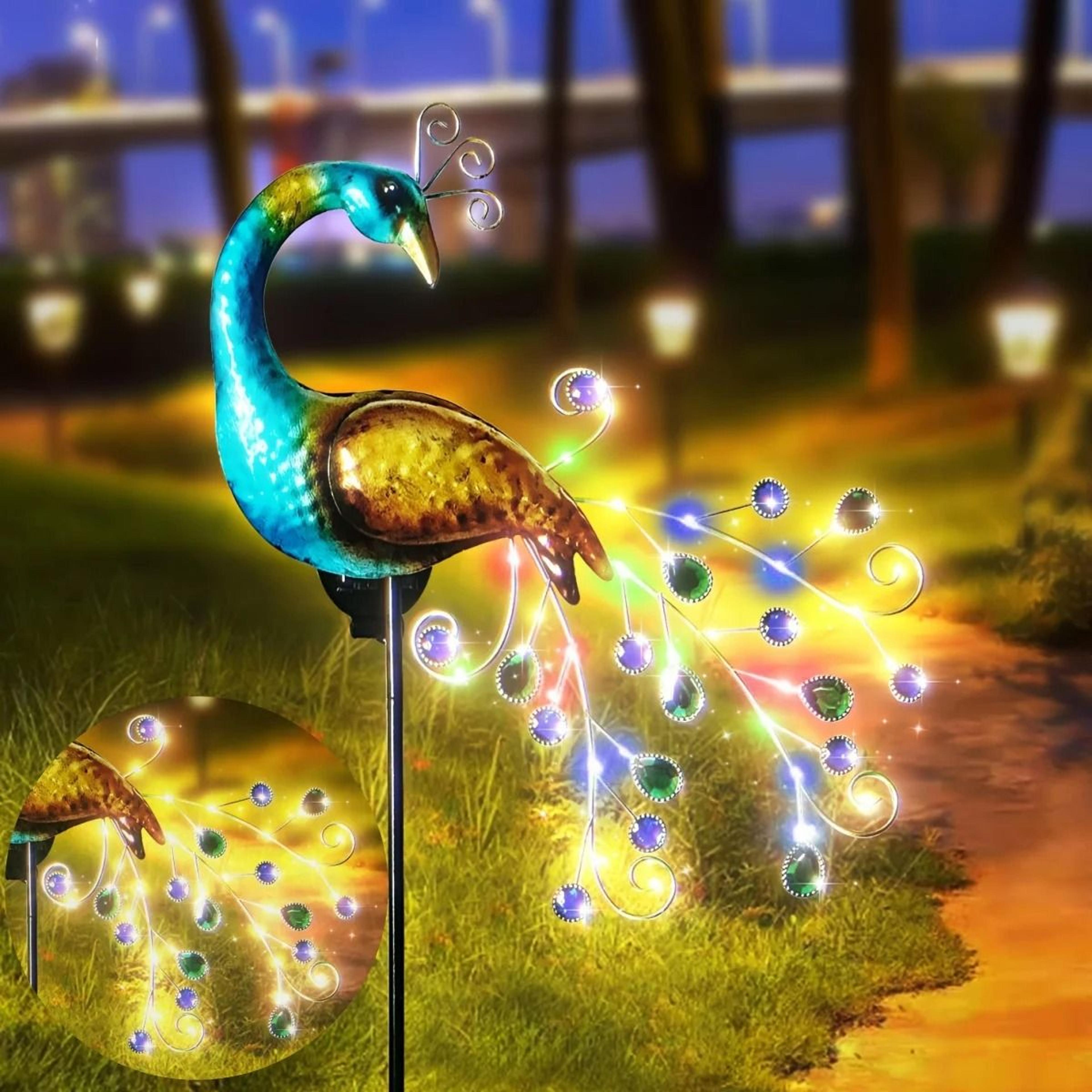 solar peacock garden light for elegant outdoor yard art decoration accent