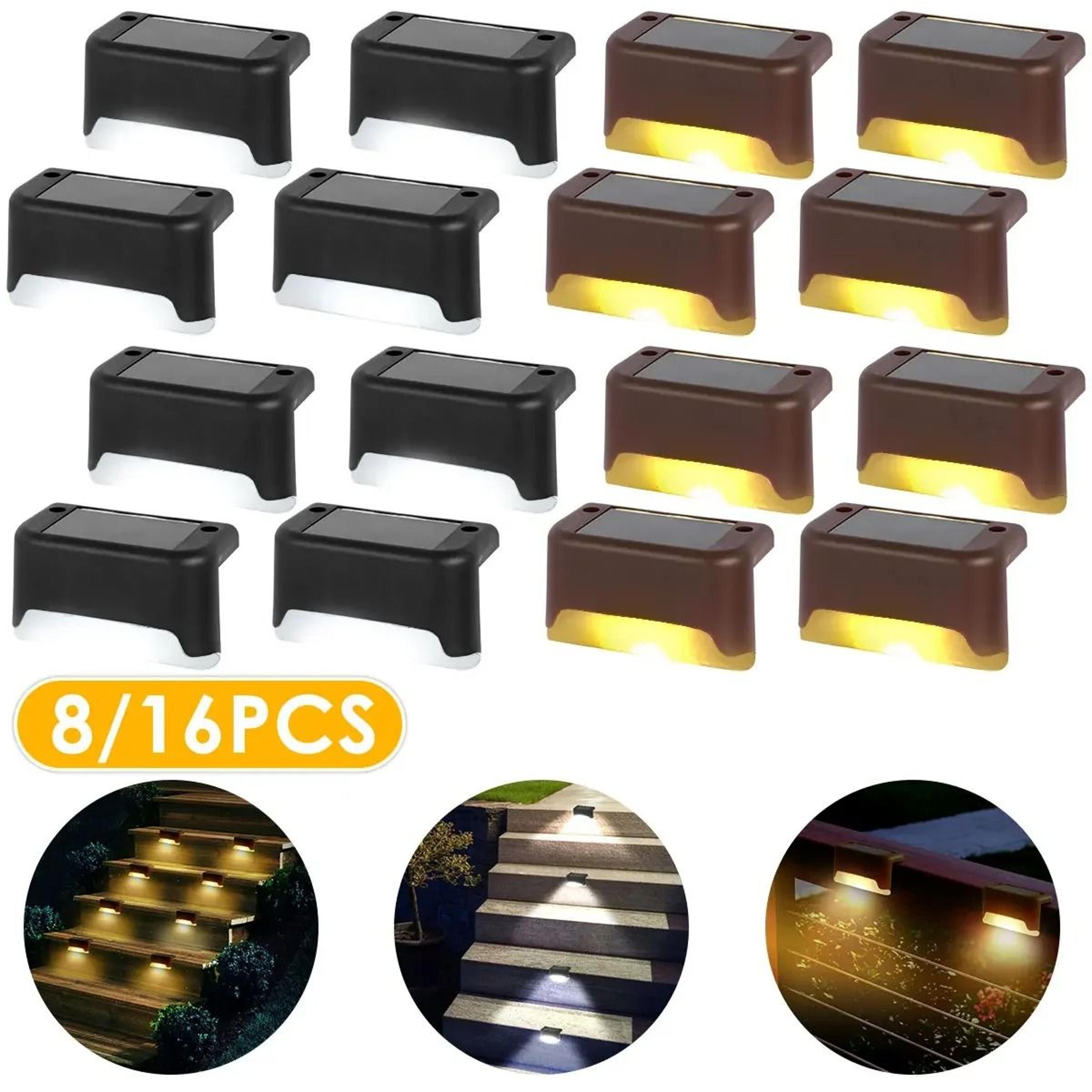 warm white solar step lights for safe outdoor stair patio fence