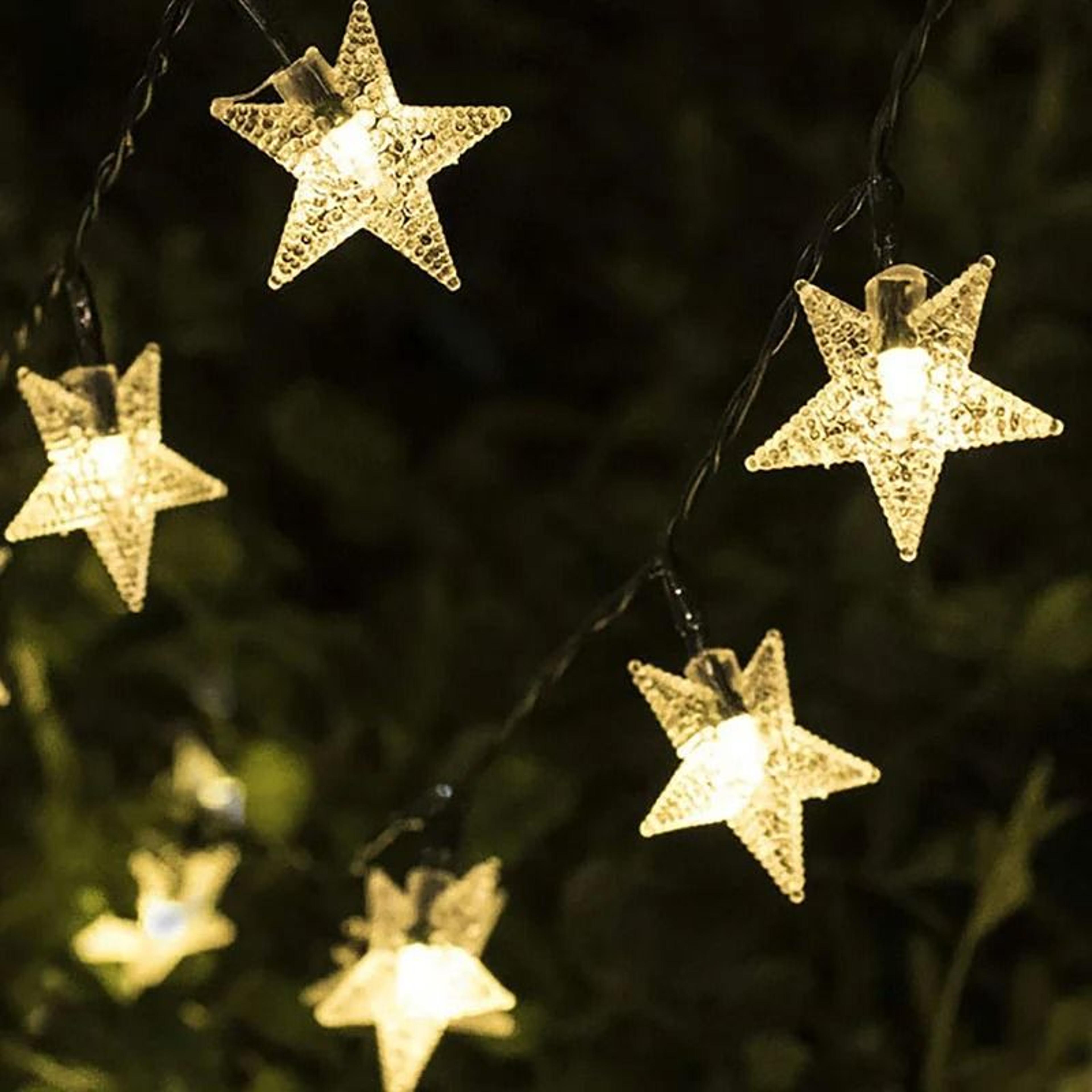 solar star string lights for magical outdoor garden and patio ambience