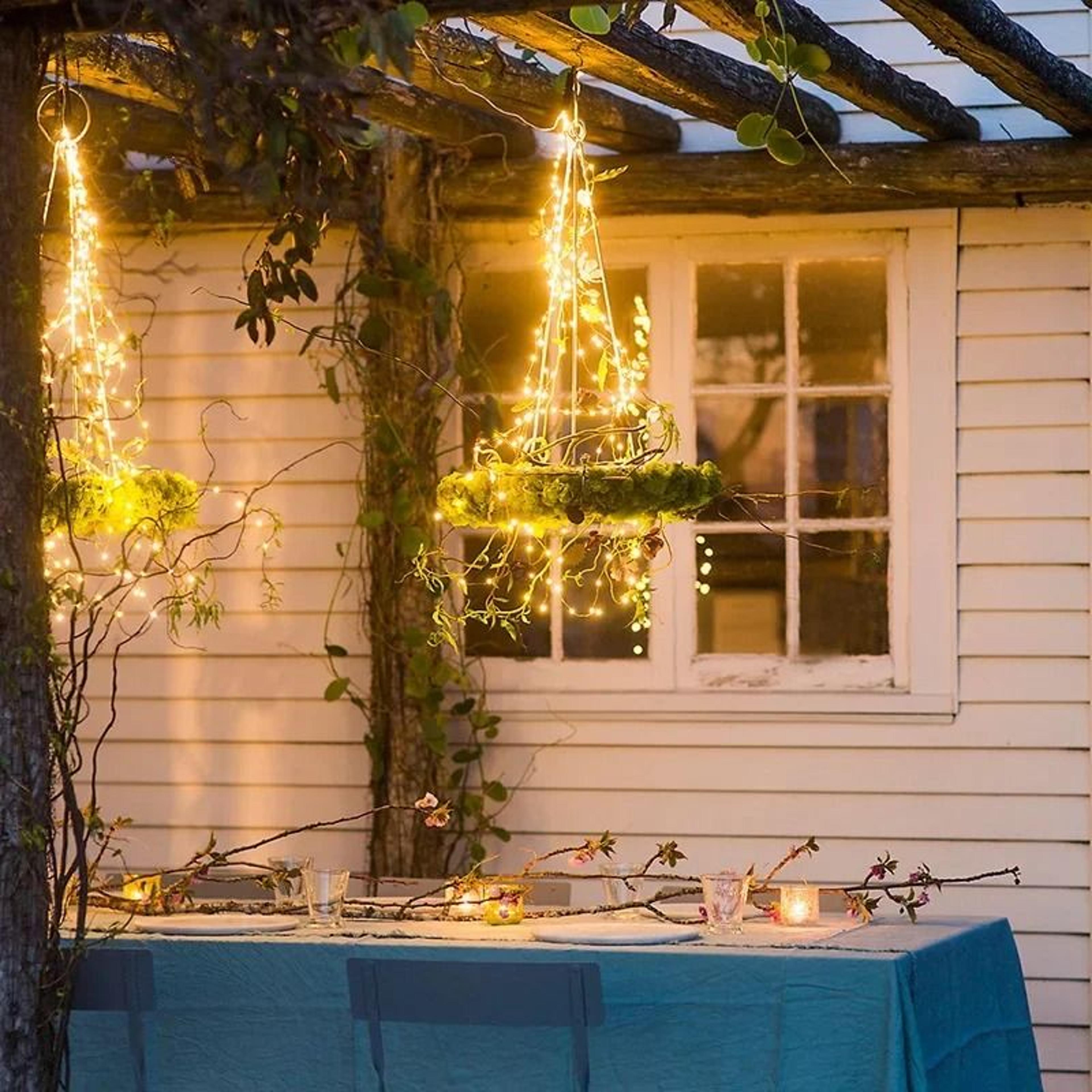 solar waterfall branch lights for magical garden parties and christmas decor