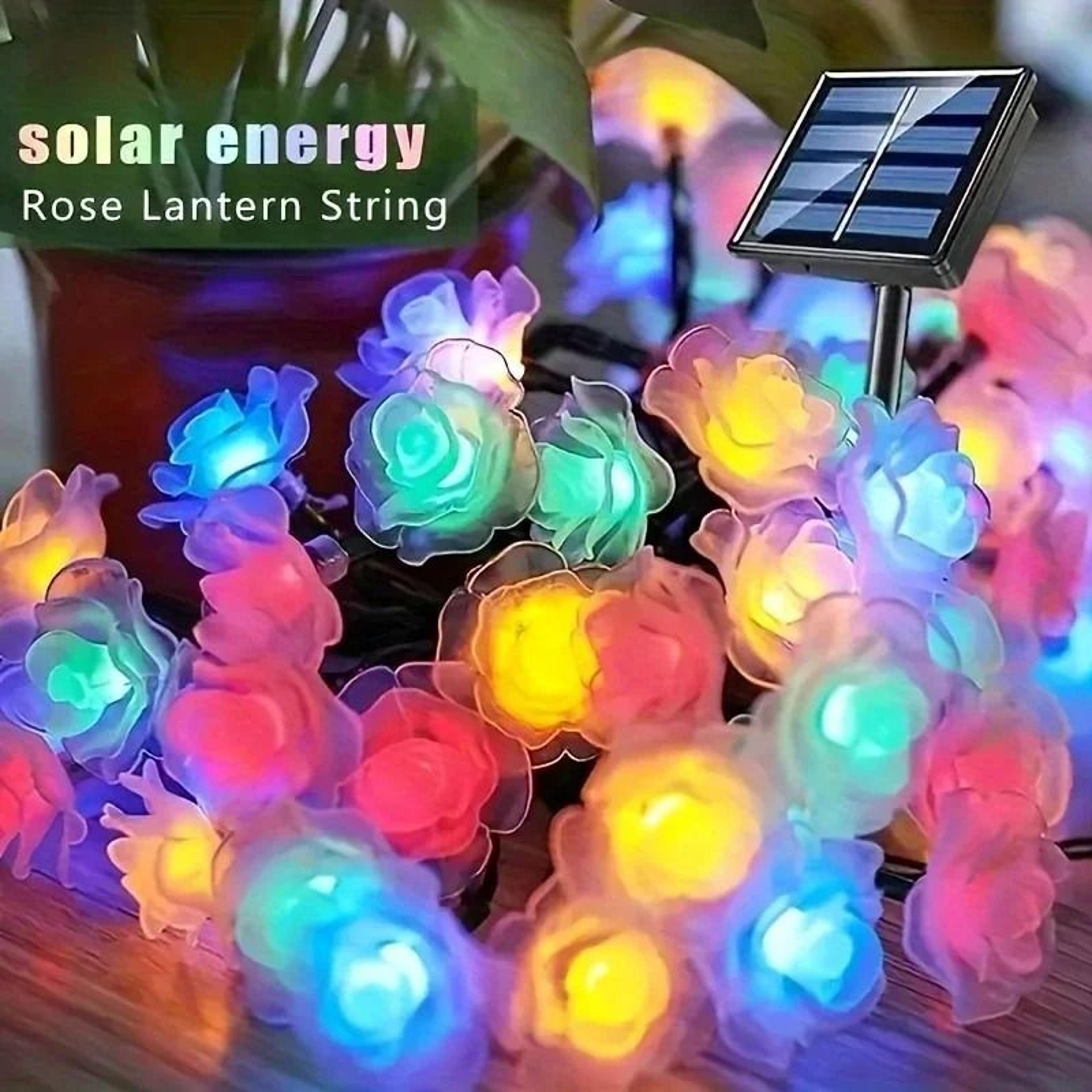 solar rose string lights for romantic garden patio and party decor