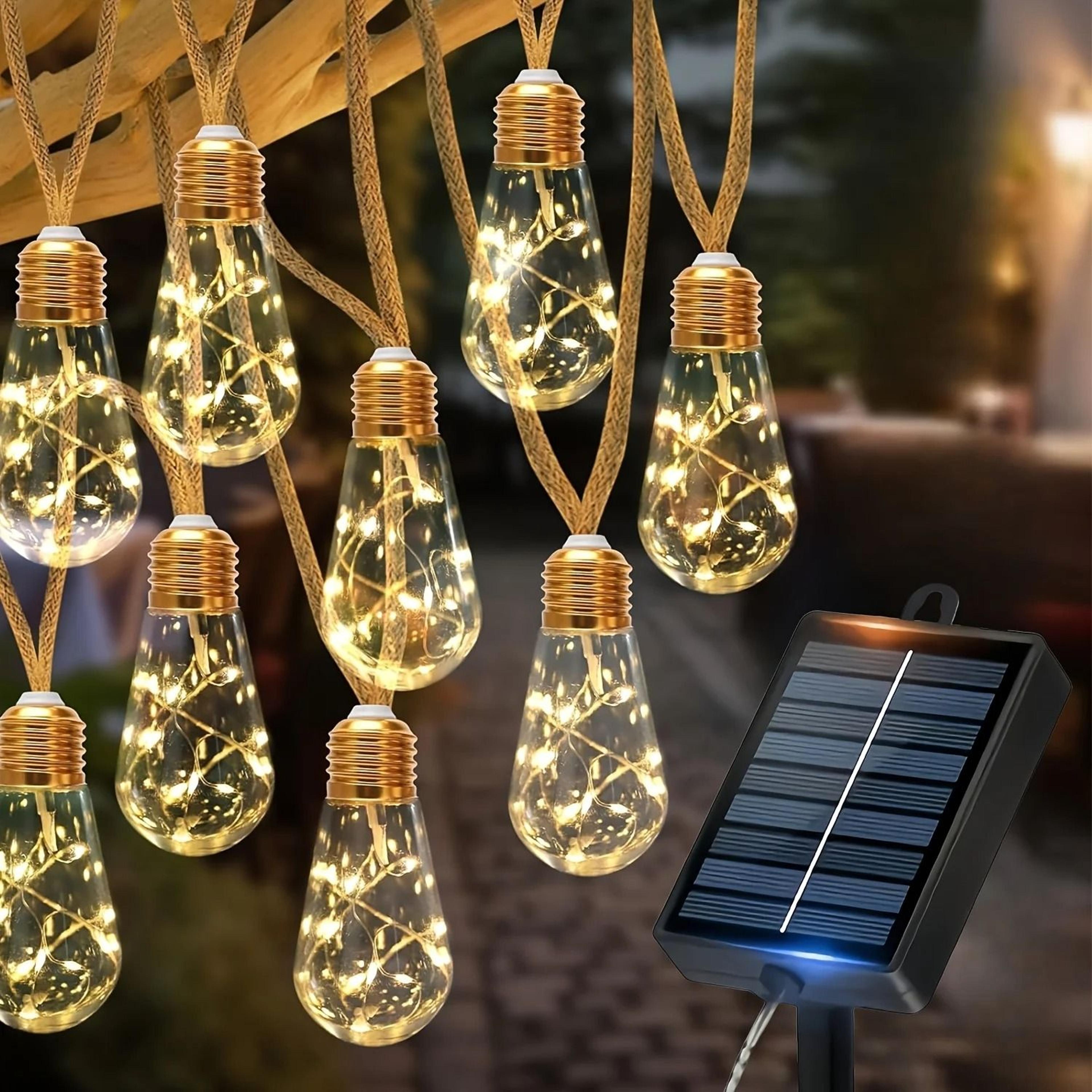solar outdoor string lights for warm garden patio party camping ambience