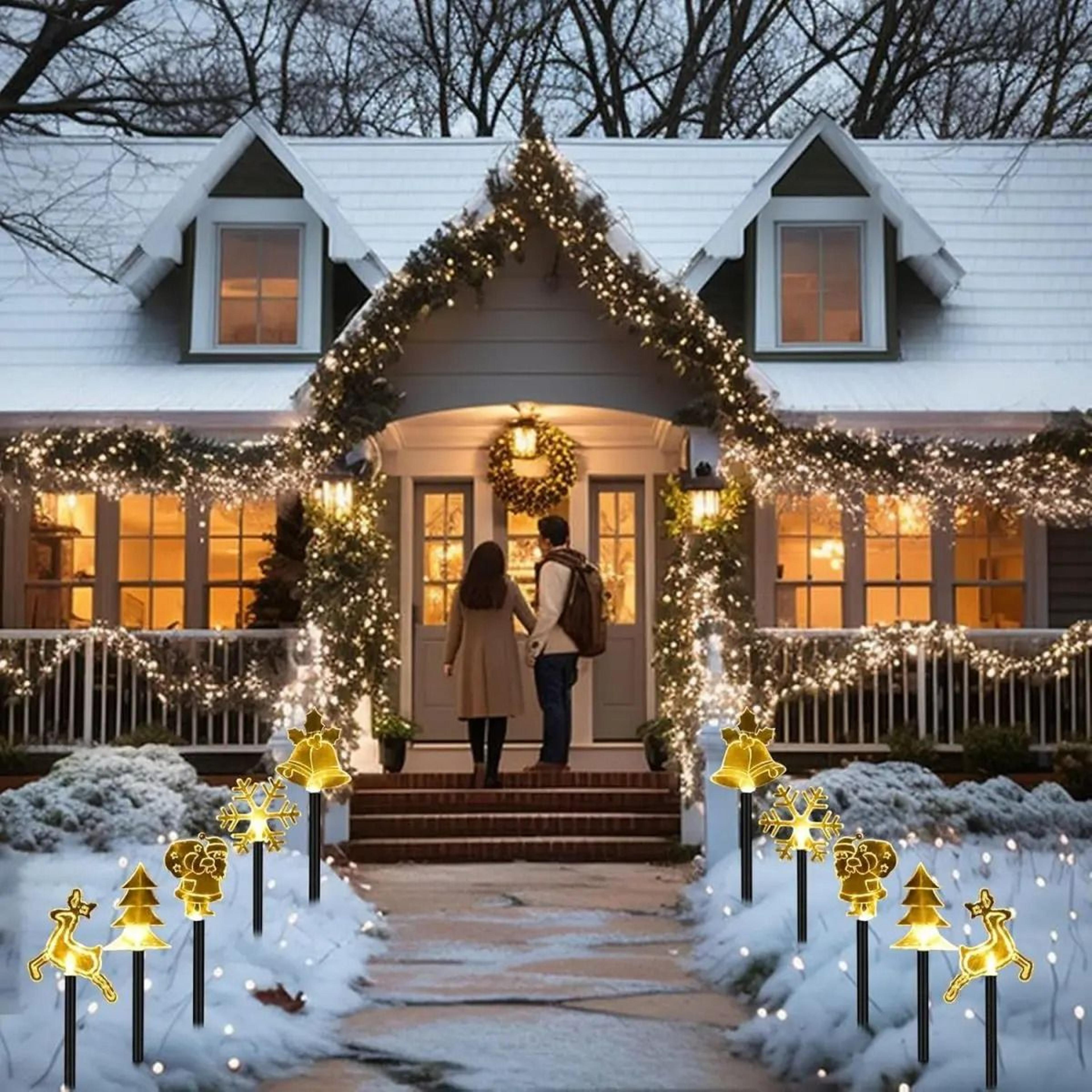 solar christmas stake lights for festive garden pathway yard holiday decor
