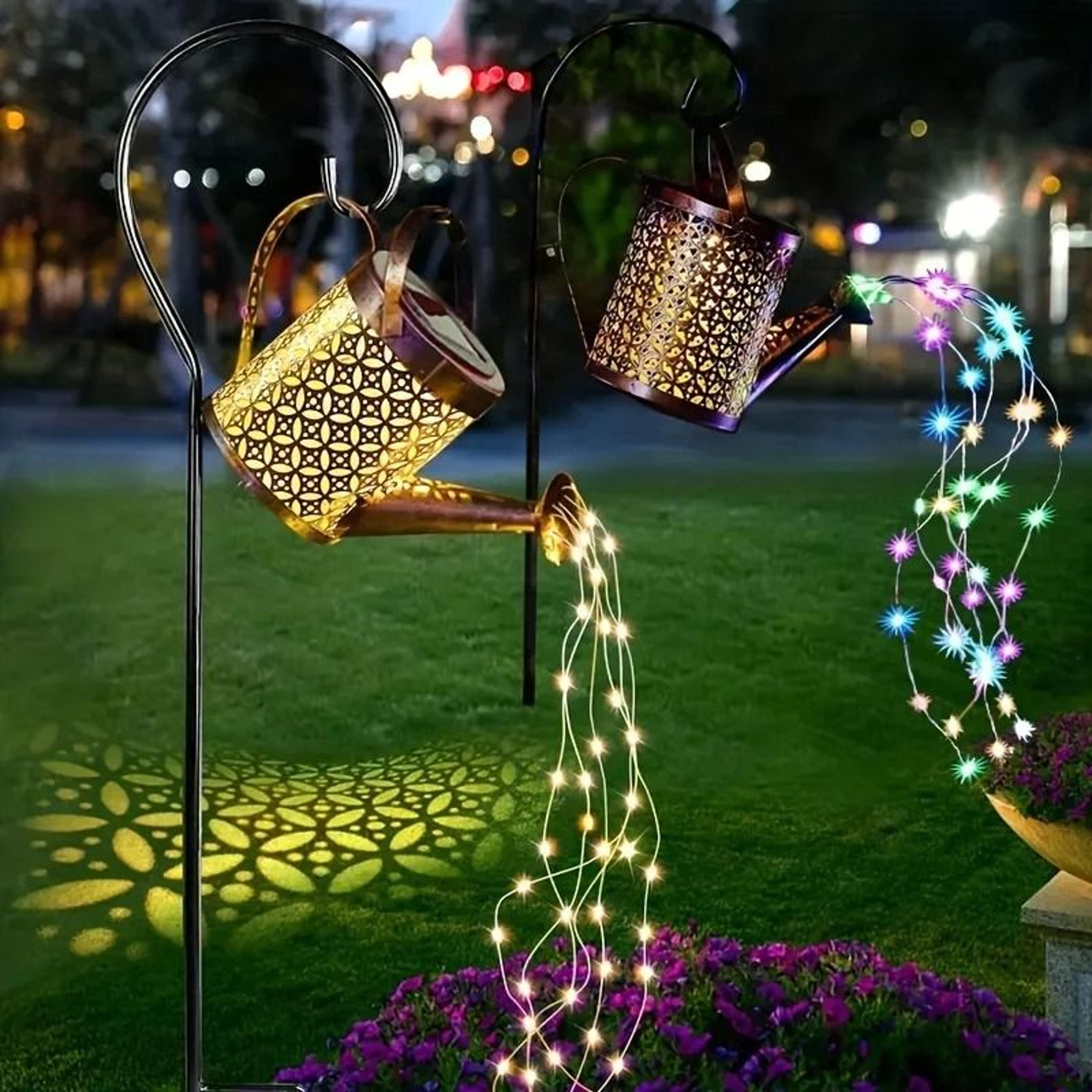 solar watering can lantern lights for magical garden patio outdoor decor