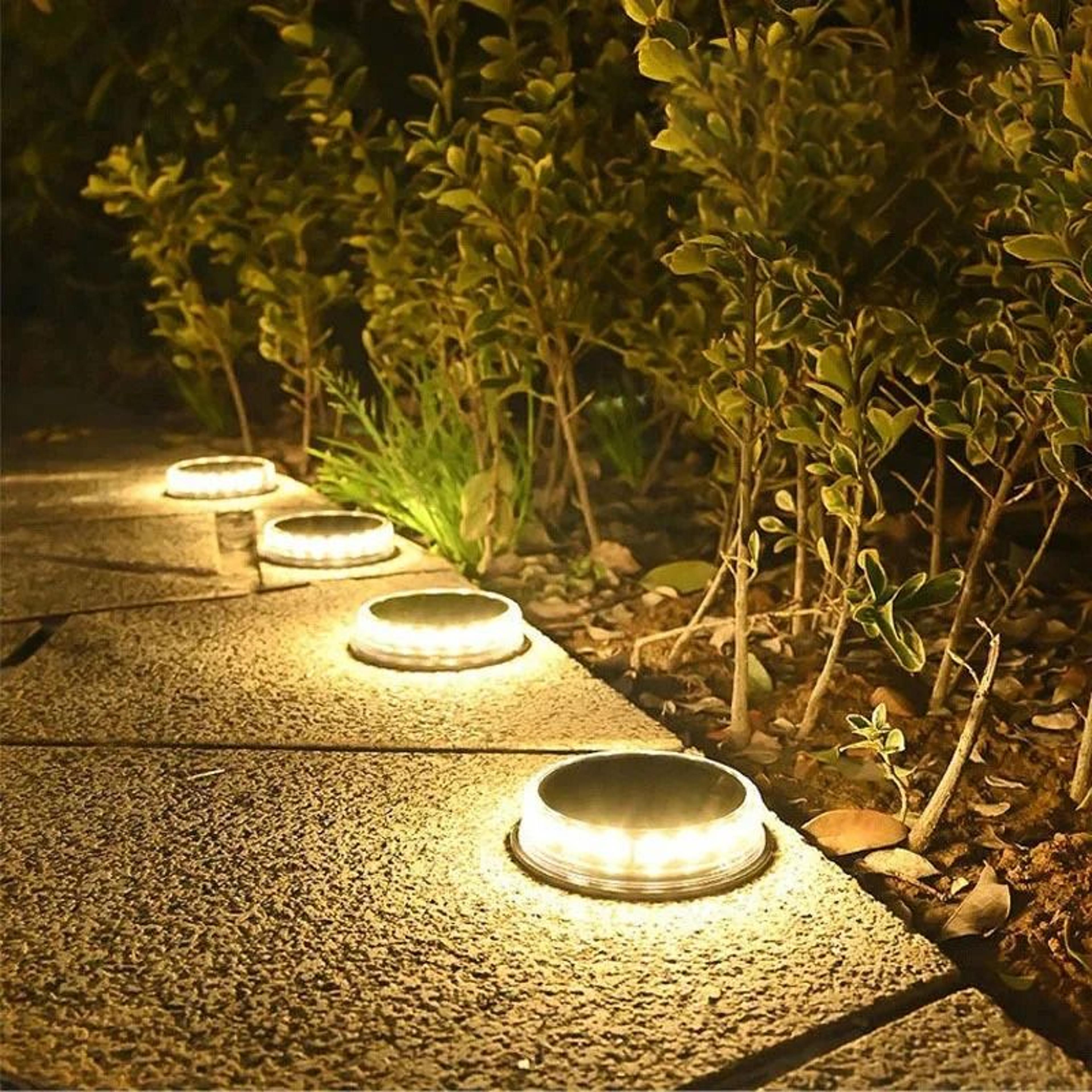 solar disk ground lights for safer garden pathway lawn patio lighting
