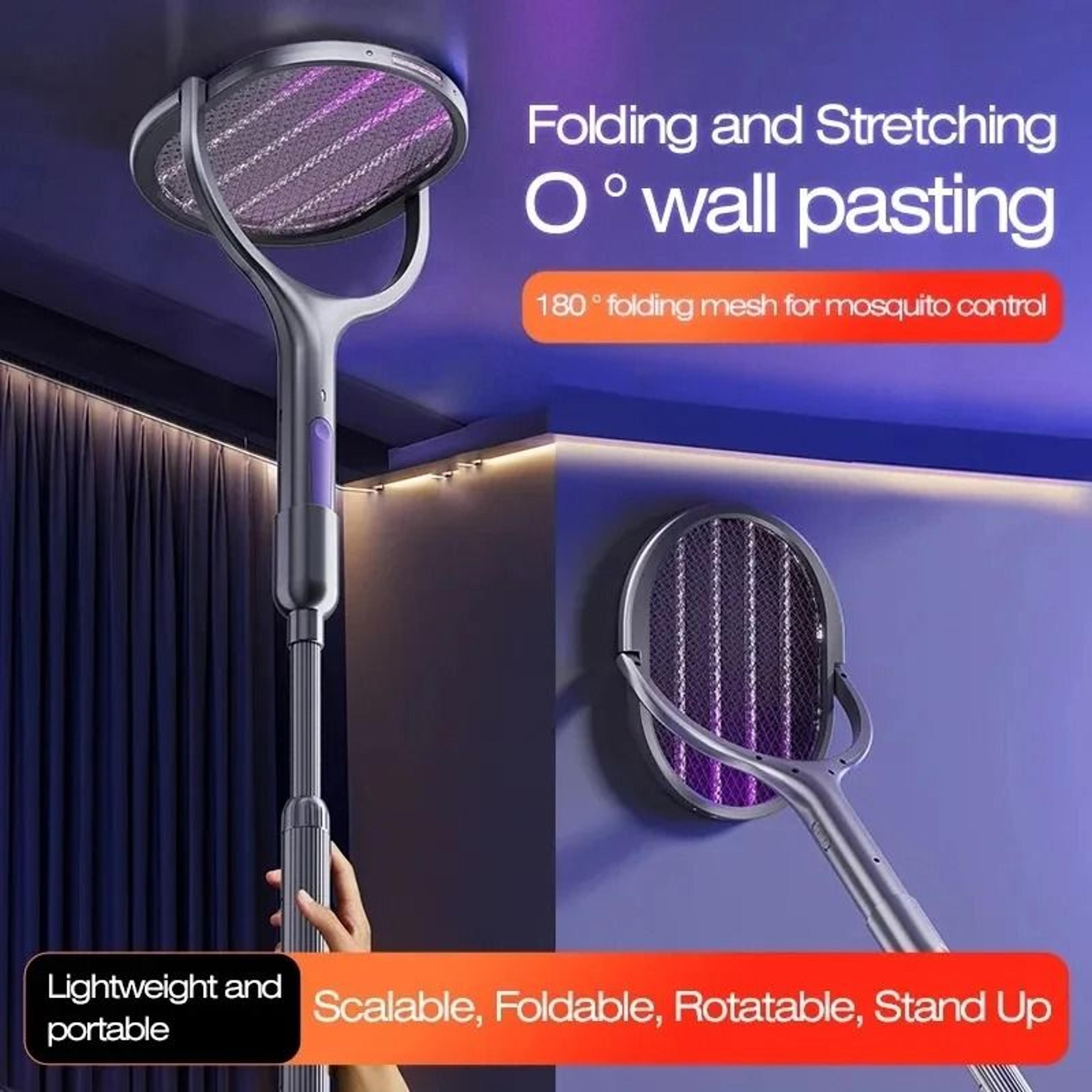 rechargeable telescopic mosquito swatter with uv trap for easy pest control