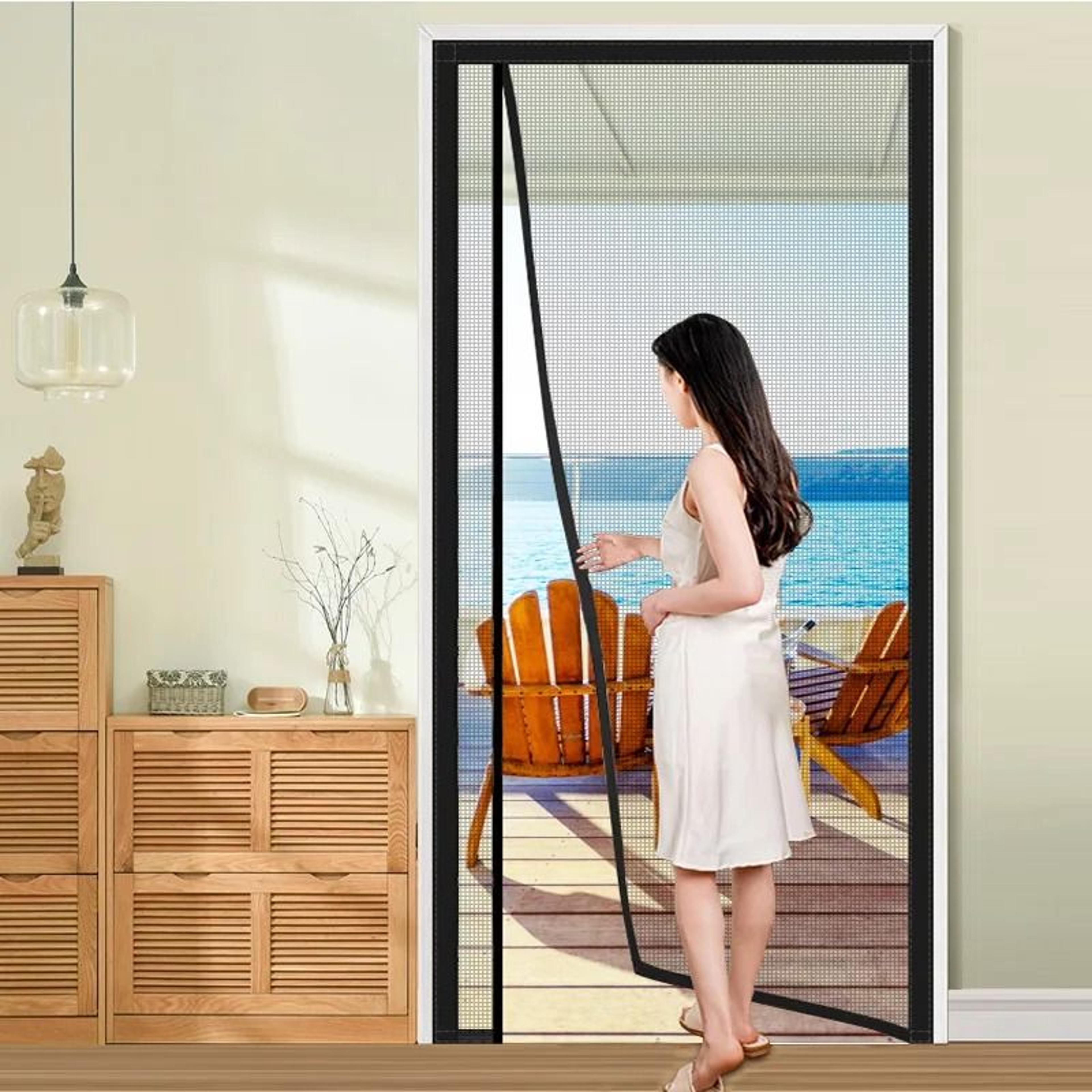 automatic magnetic mosquito door screen black mesh for fresh air protection