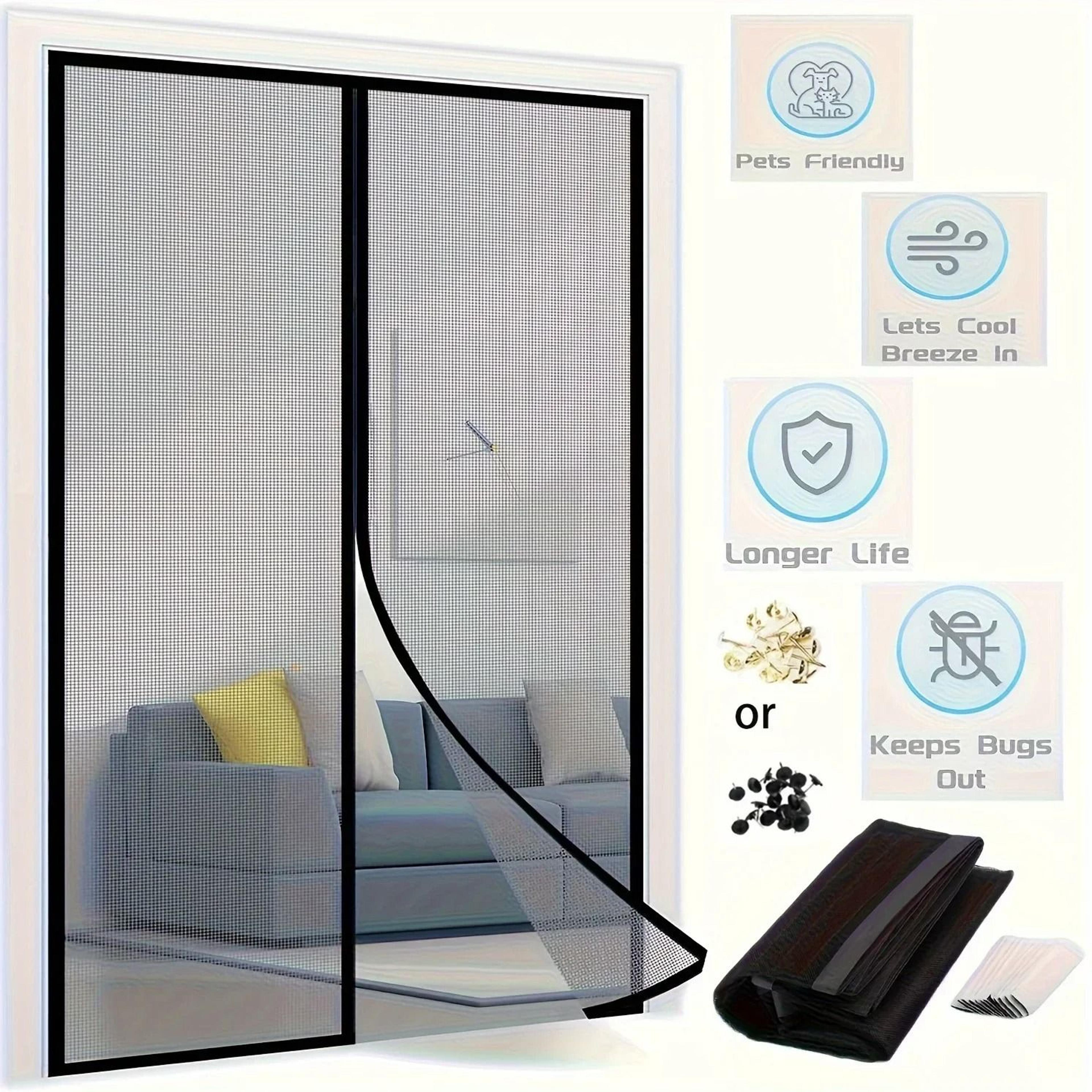 hands free easy magnetic screen door for fresh air bug protection