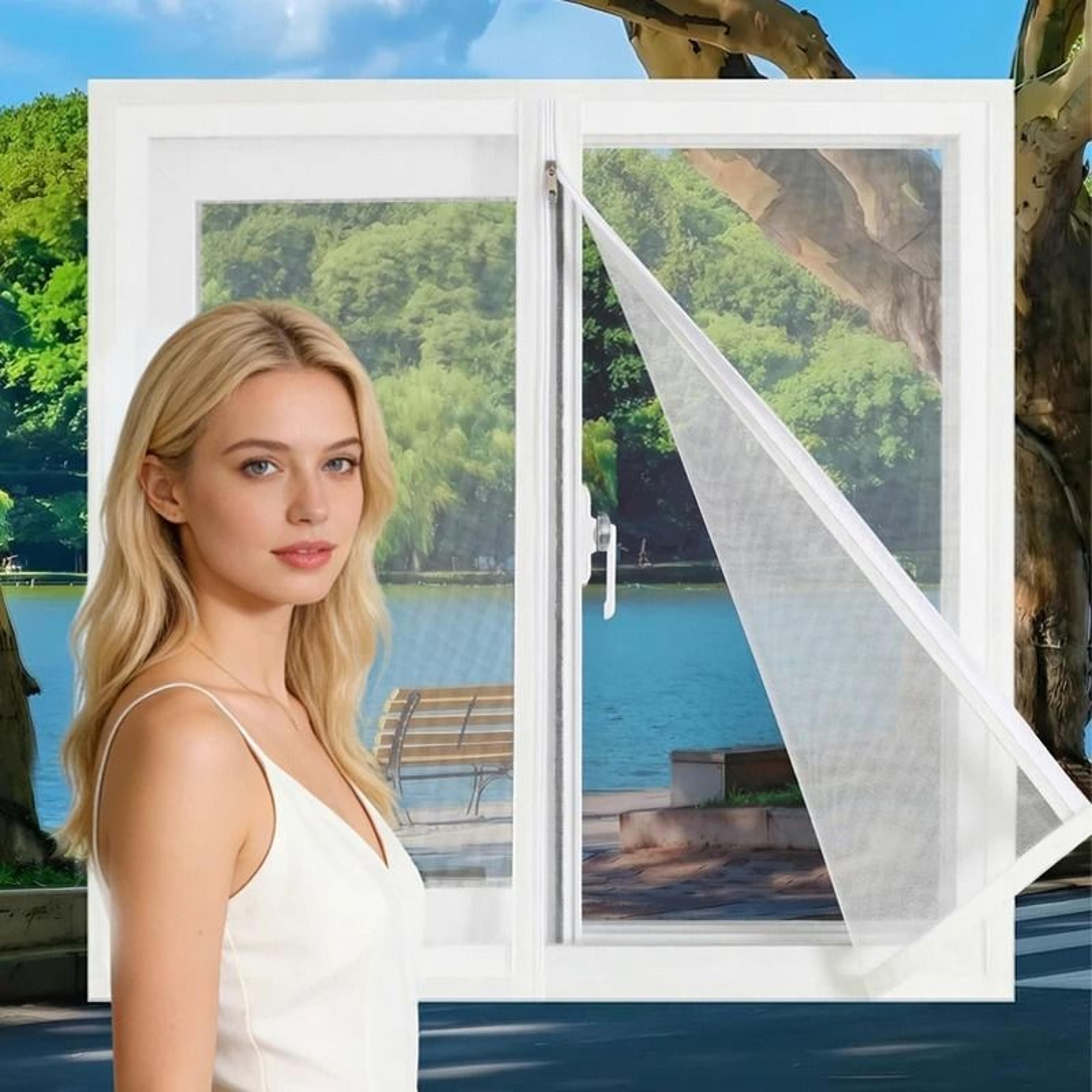 easy access white zipper window screen for breathable mosquito protection